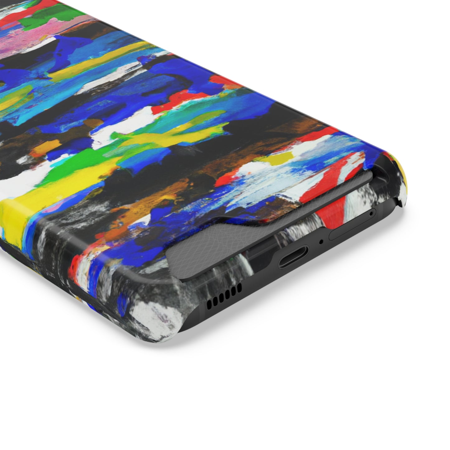 iPhone 13 and Samsung S21, S22 Cases with Card Holder Ft. Abstract Stripes