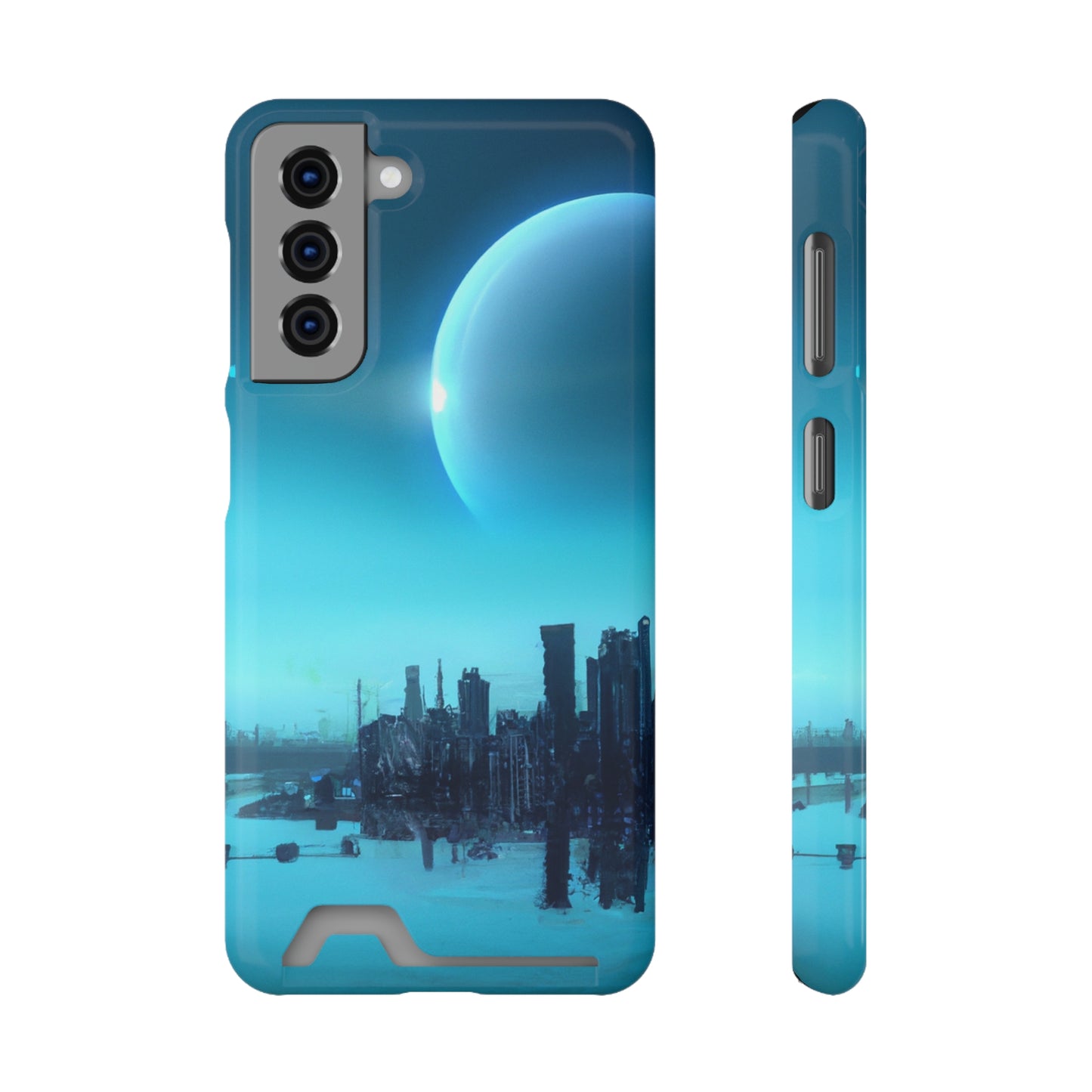 iPhone 13 and Samsung S21, S22 Cases with Card Holder Ft. Alien City
