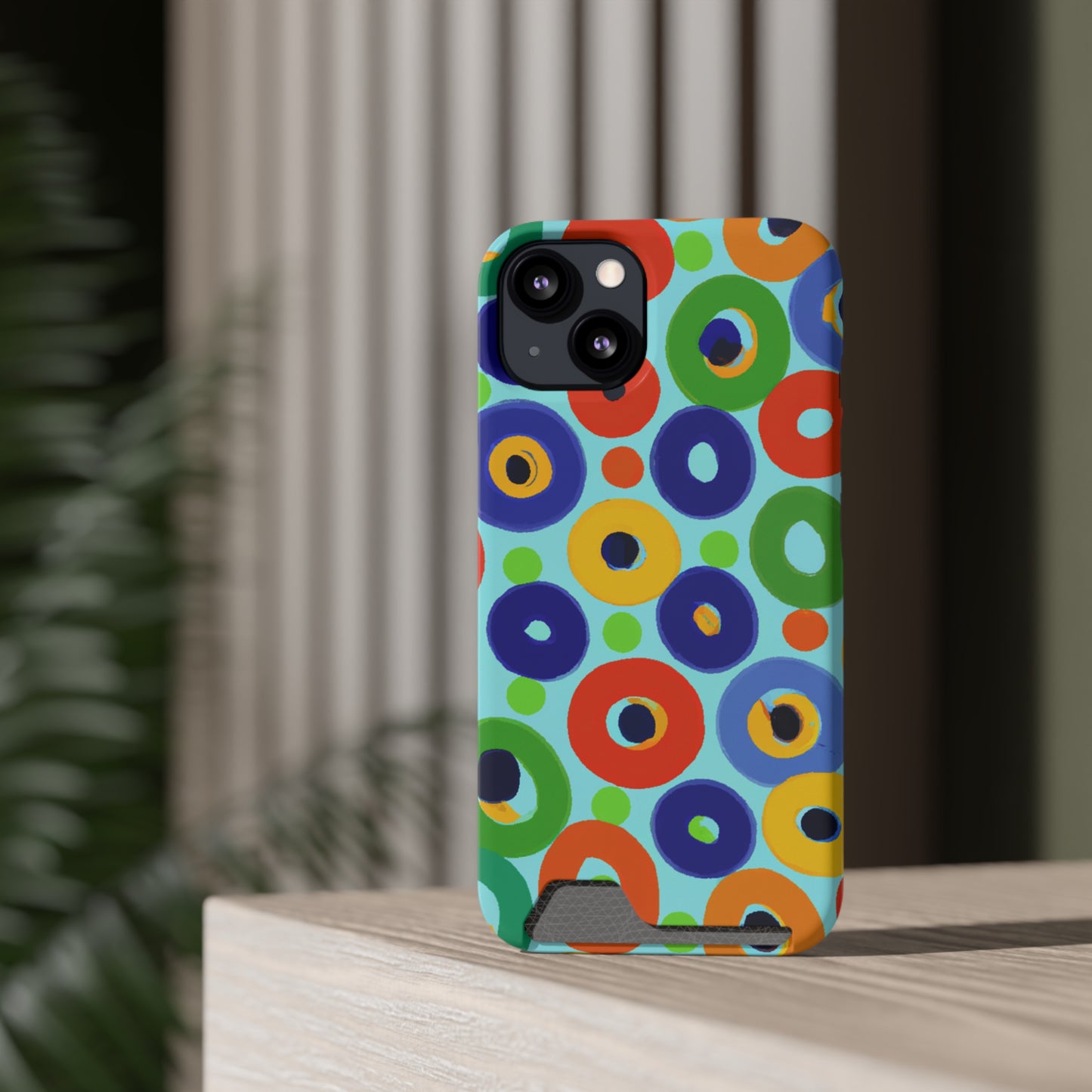iPhone 13 and Samsung S21, S22 Cases with Card Holder Ft. Vivid Circles