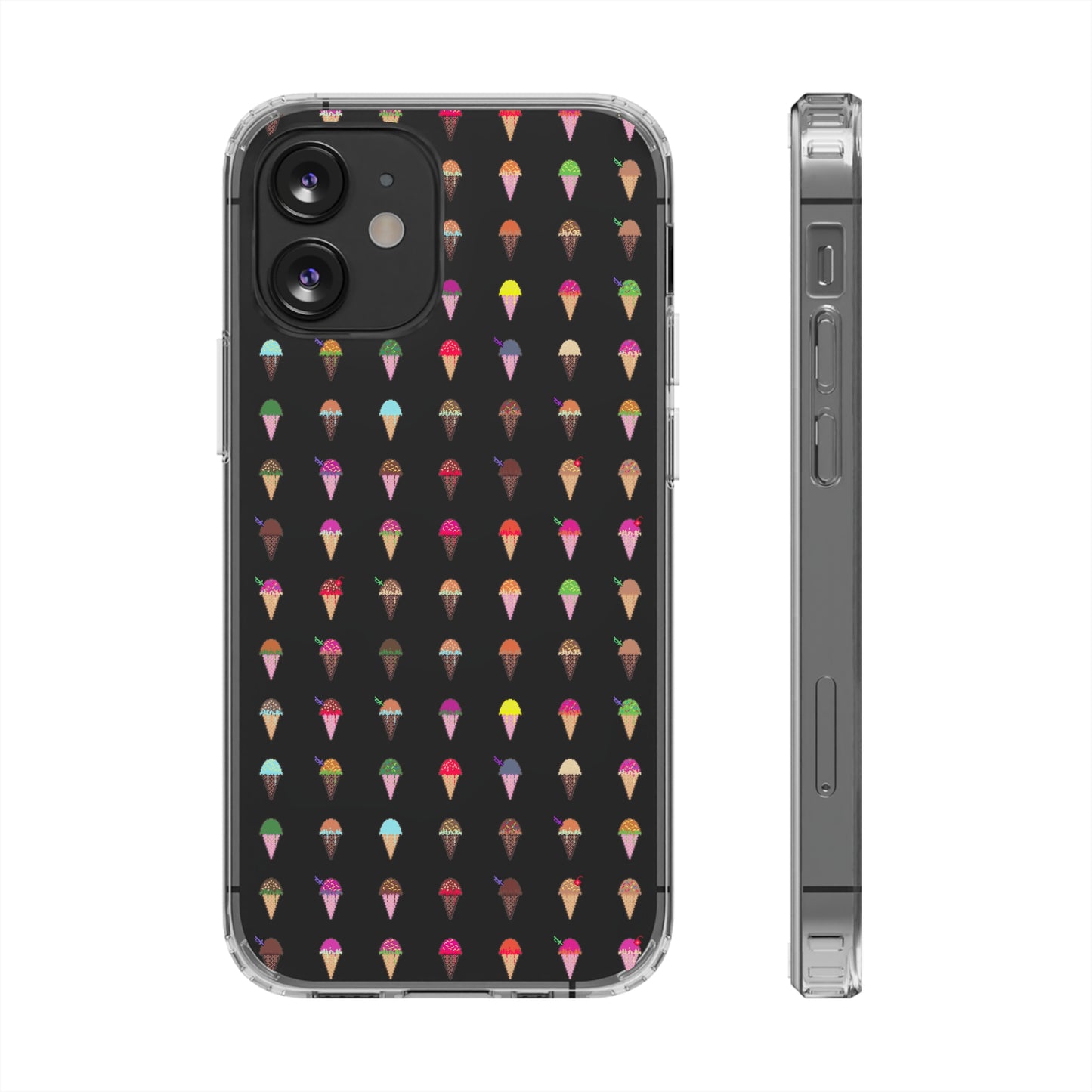 Clear Hard Case for iPhone 1-14 and Samsung S21-S22, Featuring Pixel Cones
