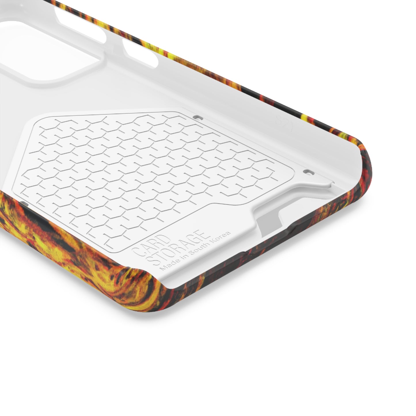 iPhone 13 and Samsung S21, S22 Cases with Card Holder Ft. Abstract Black and Yellow