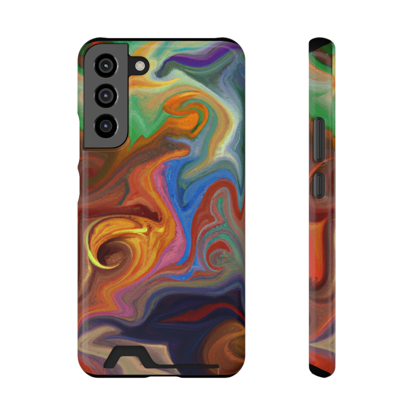 iPhone or Samsung Case with Card Holder Ft. Fractured Waves
