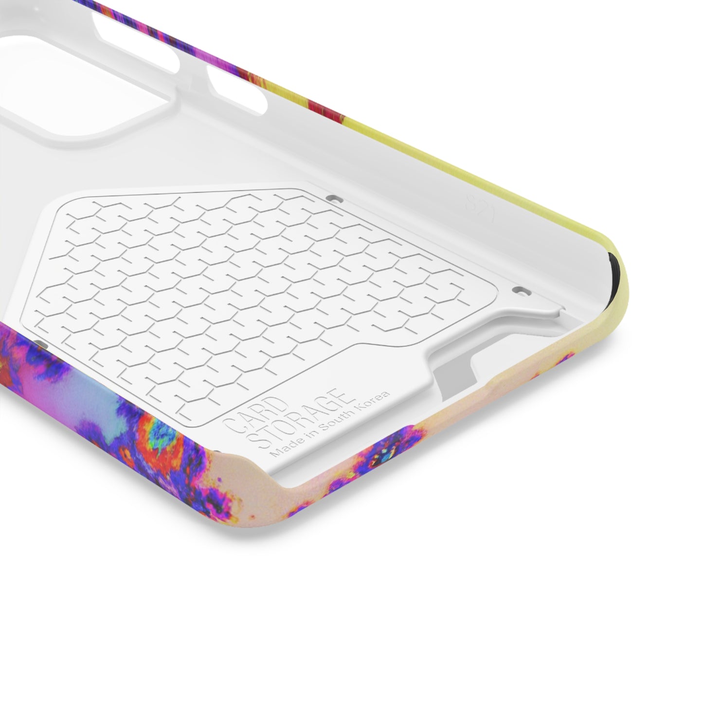 iPhone 13 and Samsung S21, S22 Cases with Card Holder Ft. Tie Dye Fractal