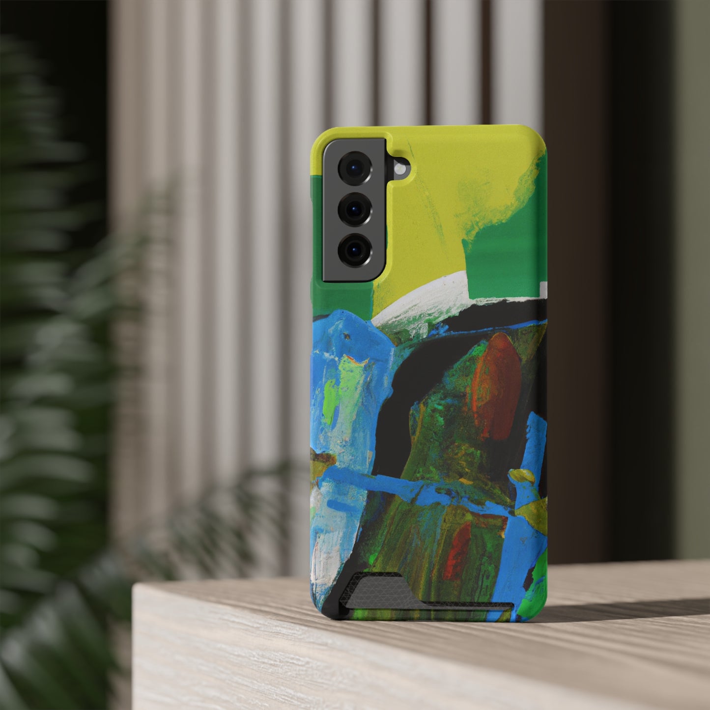 iPhone 13 and Samsung S21, S22 Cases with Card Holder Ft. Abstract River