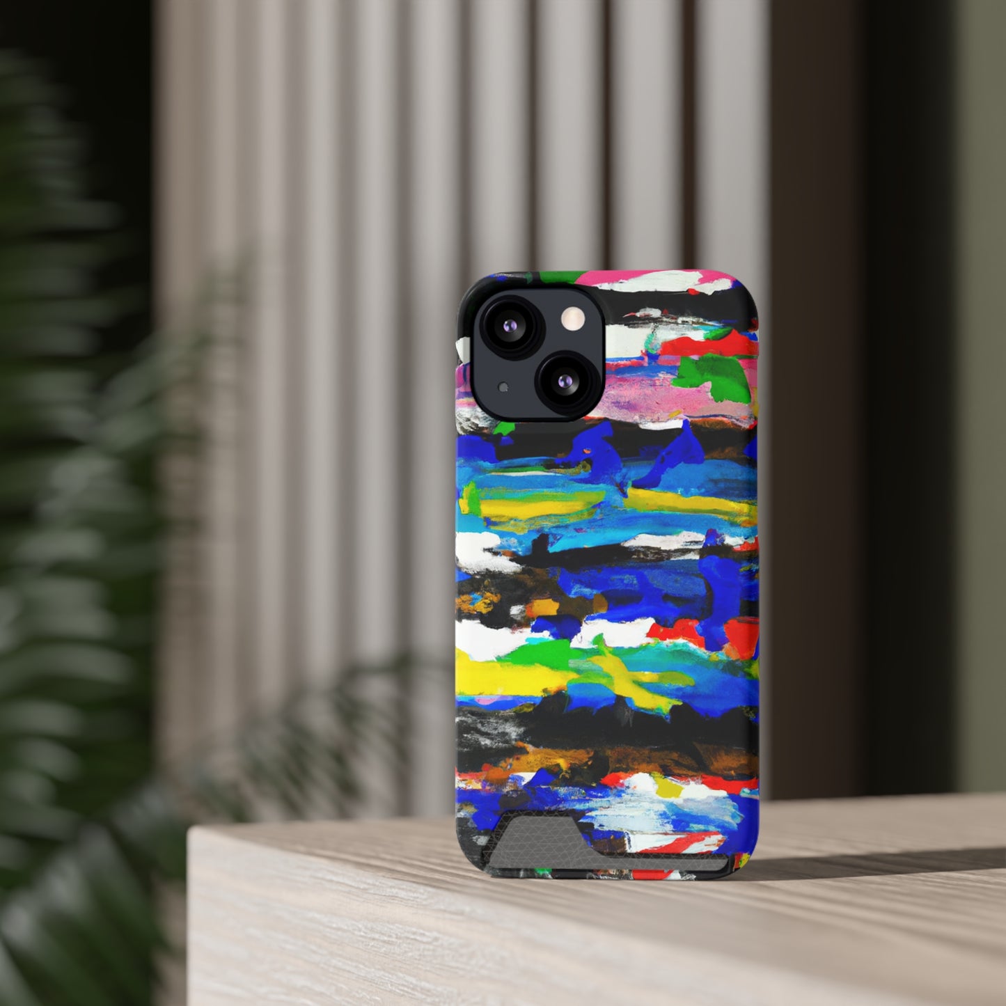iPhone 13 and Samsung S21, S22 Cases with Card Holder Ft. Abstract Stripes