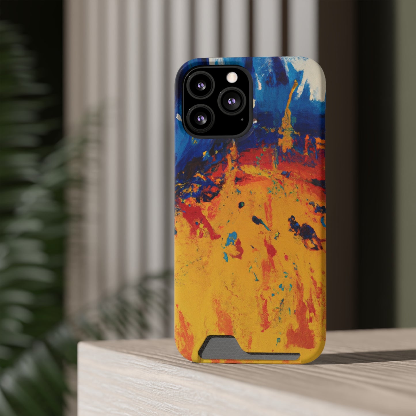 iPhone 13 and Samsung S21, S22 Cases with Card Holder Ft. Abstract Sun