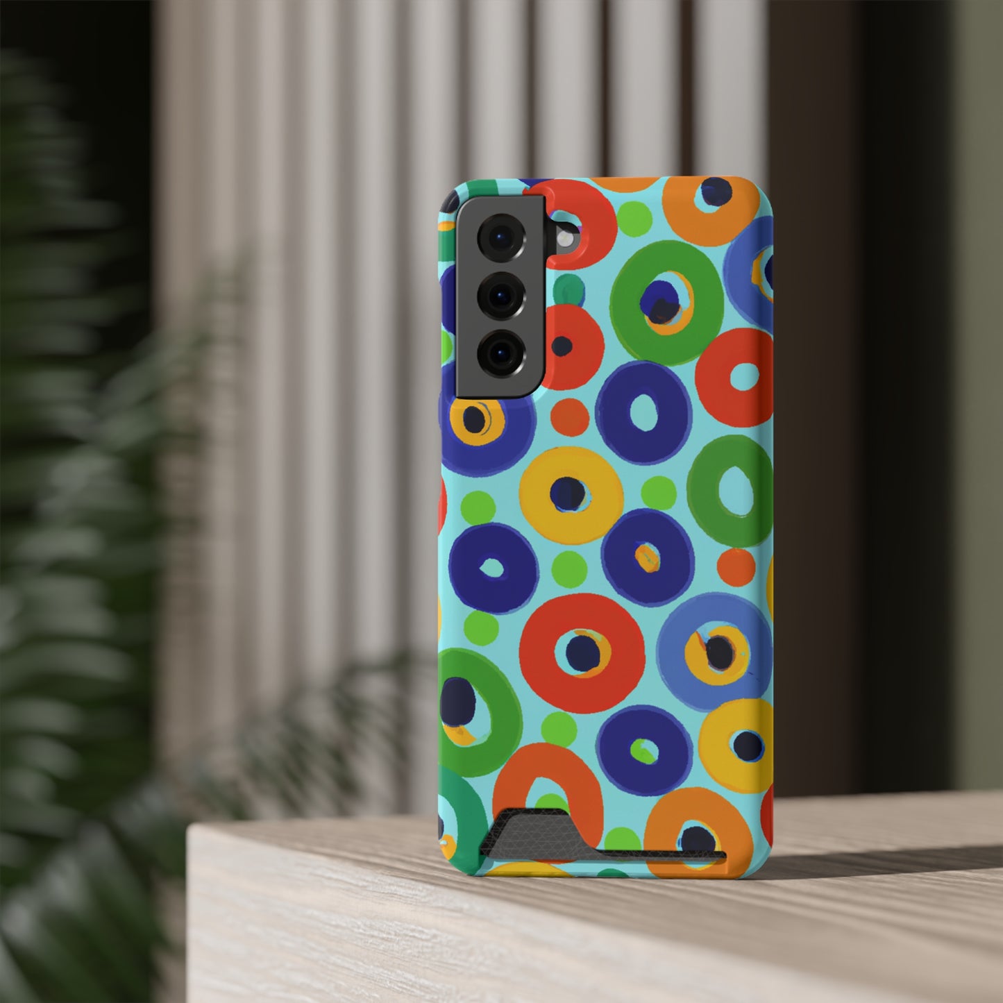 iPhone 13 and Samsung S21, S22 Cases with Card Holder Ft. Vivid Circles