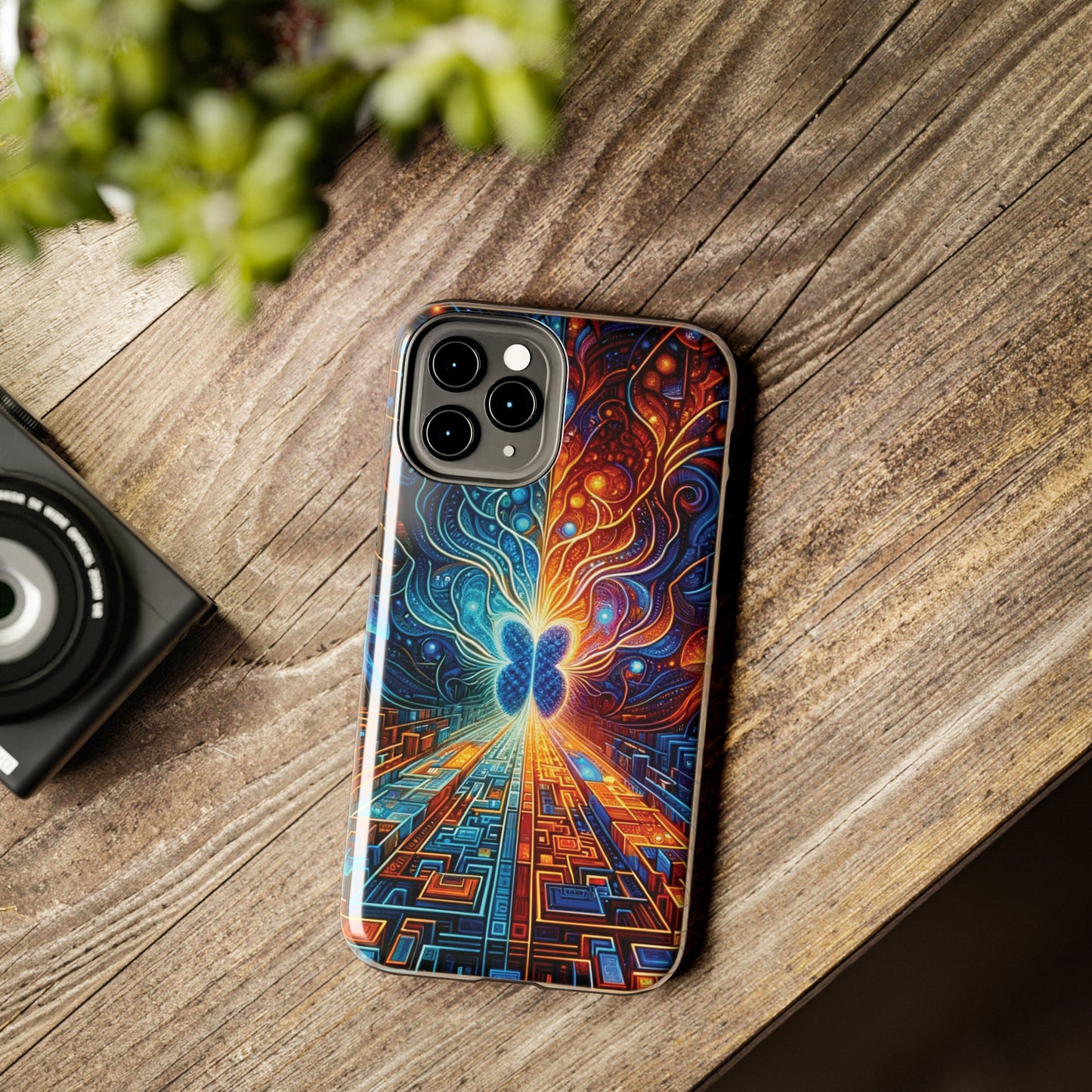 ToughDrop Apple iPhone Case Ft. Cyber Blue Butterfly