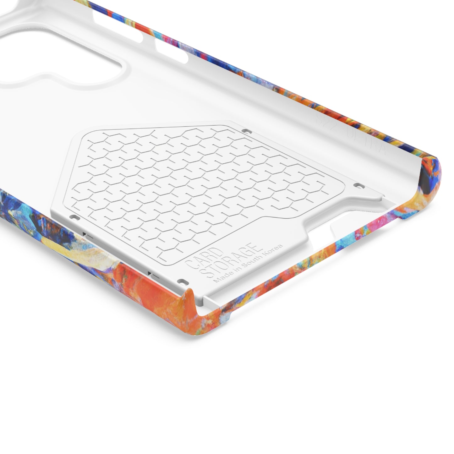 iPhone 13 and Samsung S21, S22 Cases with Card Holder Ft. Abstract Blue and Orange