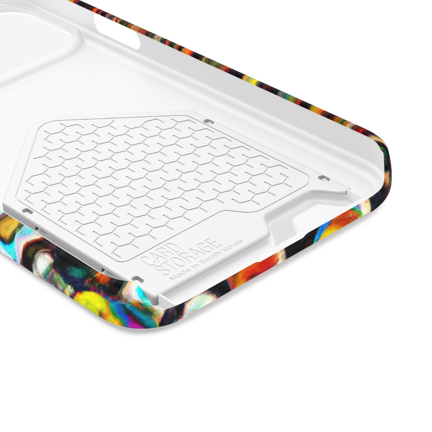iPhone 13 and Samsung S21, S22 Cases with Card Holder Ft. Abstract Molecule