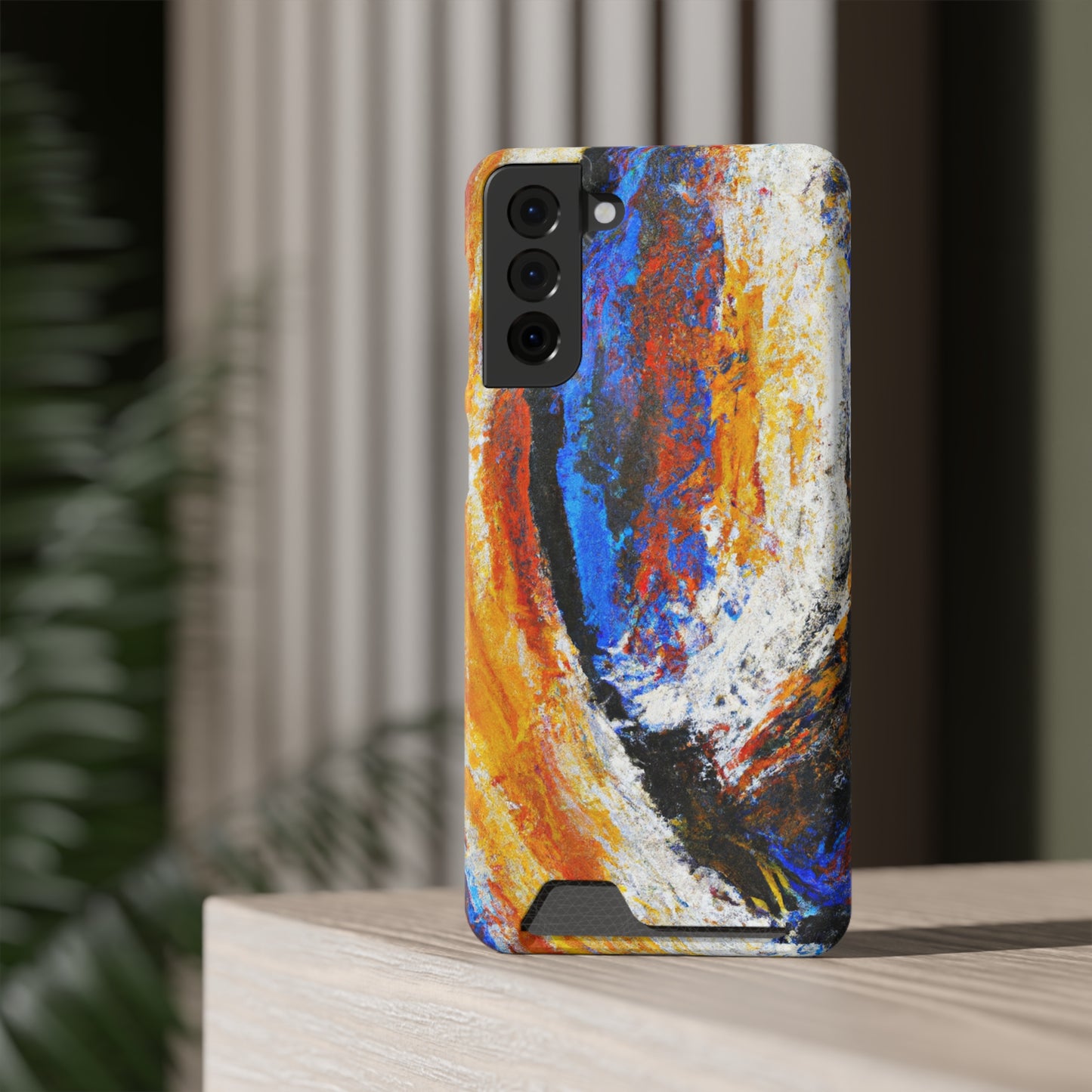 iPhone 13 and Samsung S21, S22 Cases with Card Holder Ft. Abstract Sand Wave