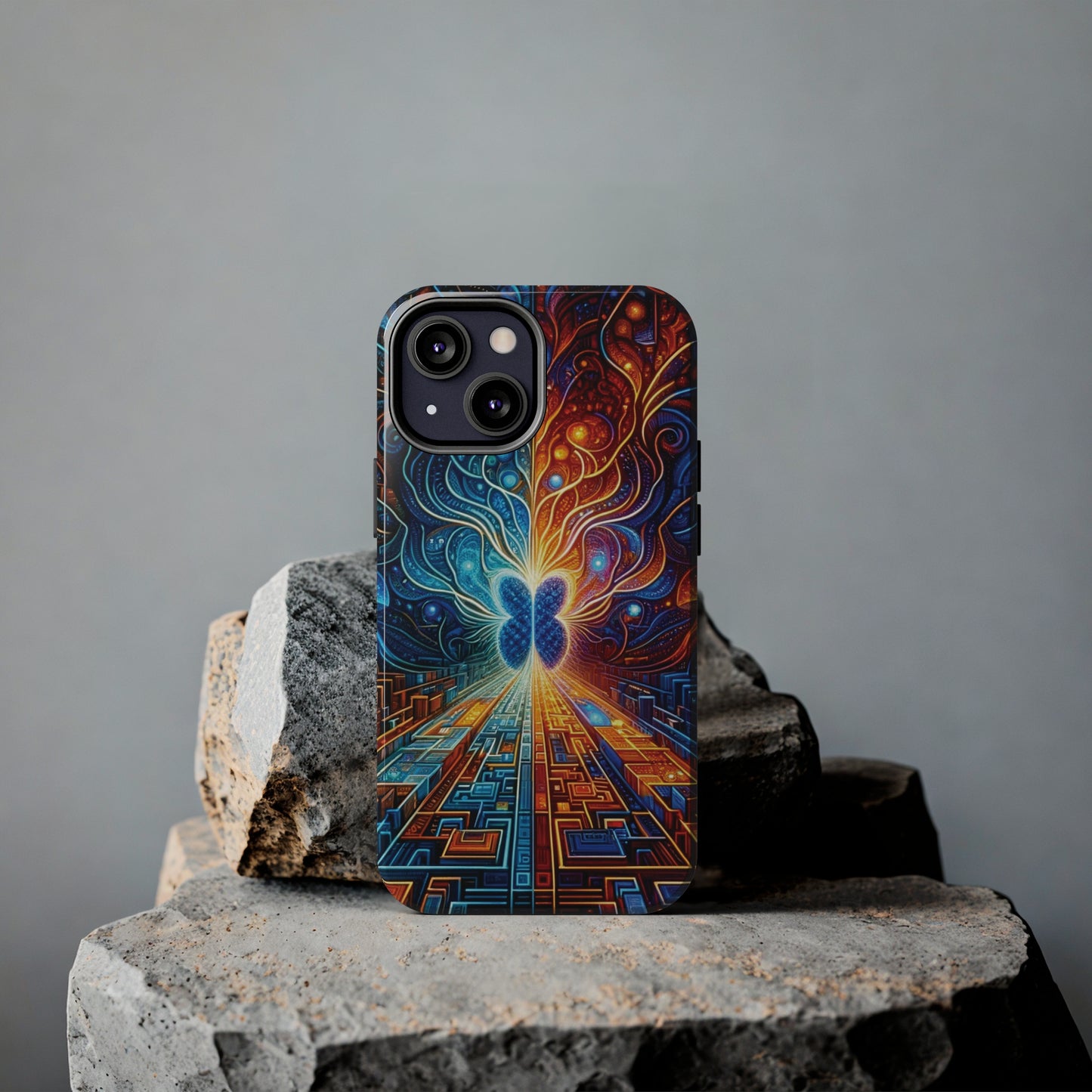 ToughDrop Apple iPhone Case Ft. Cyber Blue Butterfly