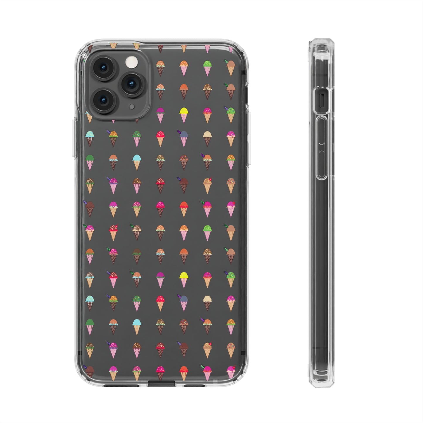 Clear Hard Case for iPhone 1-14 and Samsung S21-S22, Featuring Pixel Cones