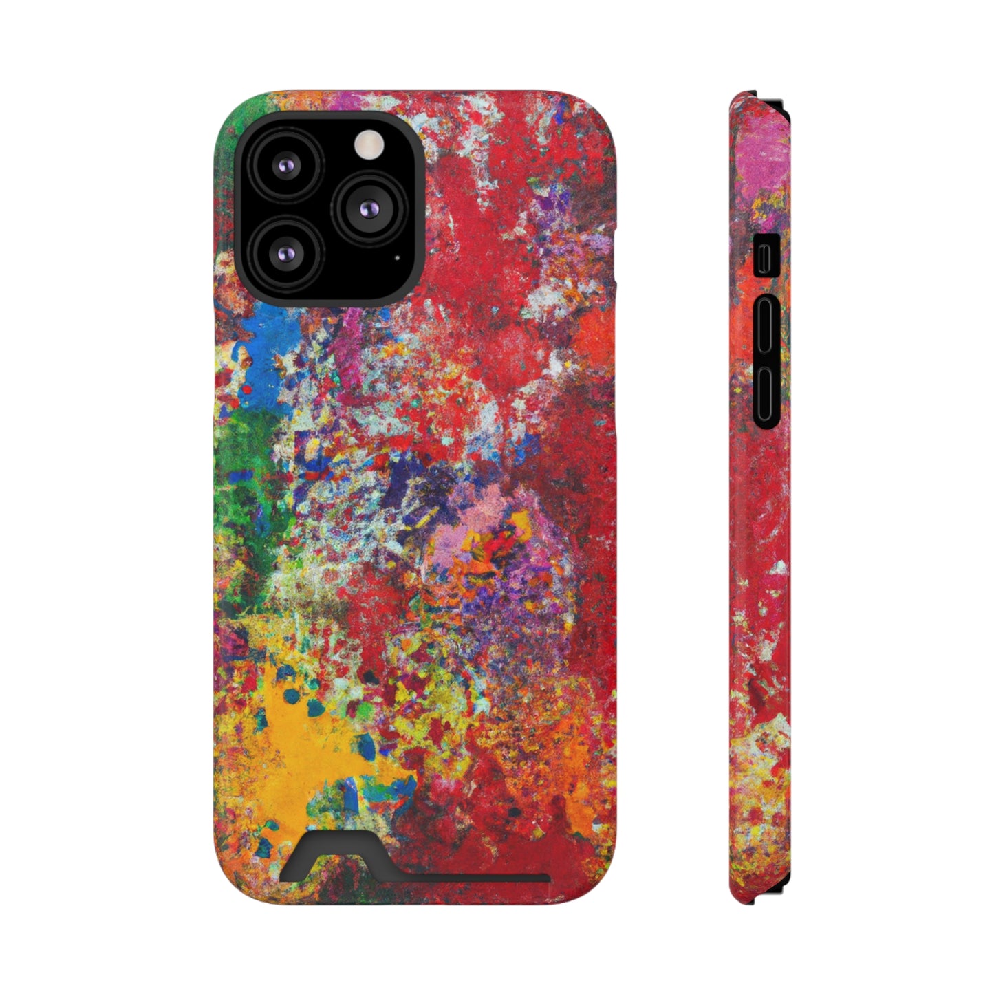 iPhone 13 and Samsung S21, S22 Cases with Card Holder Ft. Detailed Splats