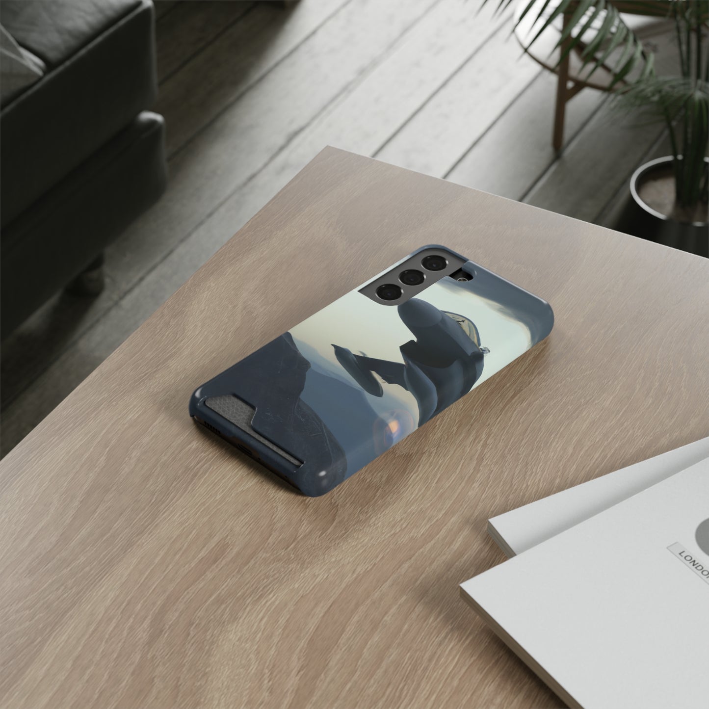 iPhone 13 and Samsung S21, S22 Cases with Card Holder Ft. Fighter Jet