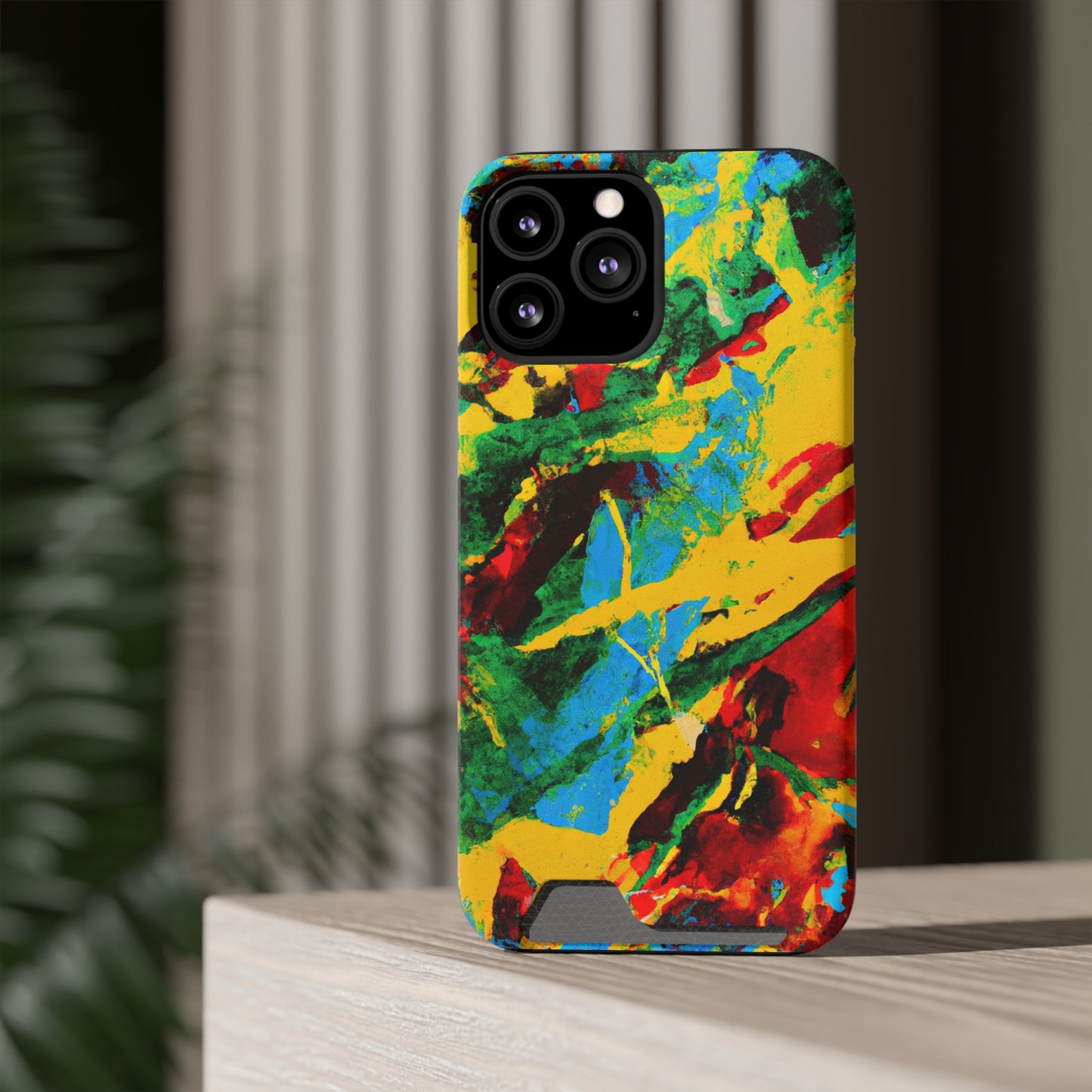 iPhone and Samsung Cases with Card Holder Ft. Abstract Tropical