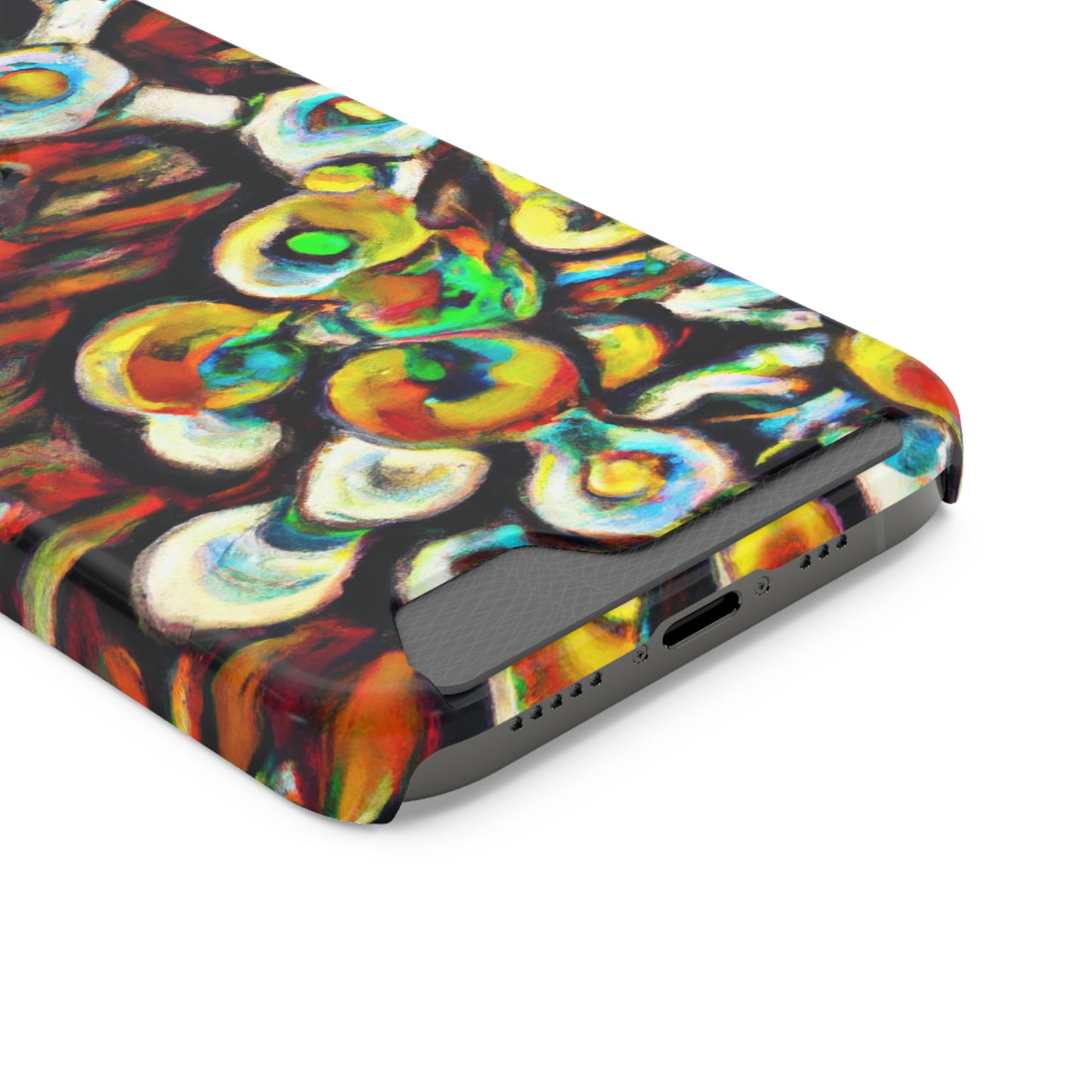 iPhone 13 and Samsung S21, S22 Cases with Card Holder Ft. Abstract Molecule