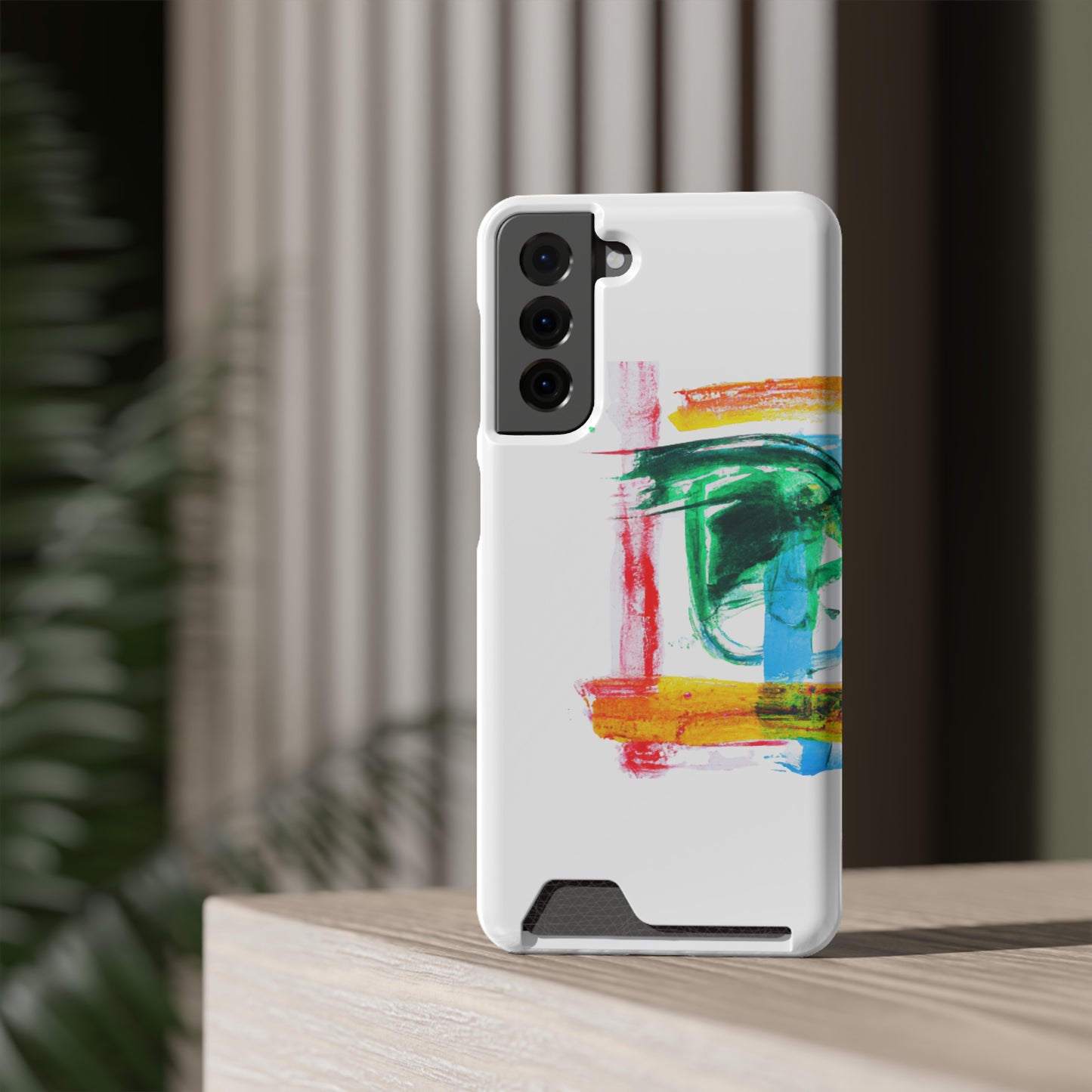 iPhone 13 and Samsung S21, S22 Cases with Card Holder Ft. Abstract Frame