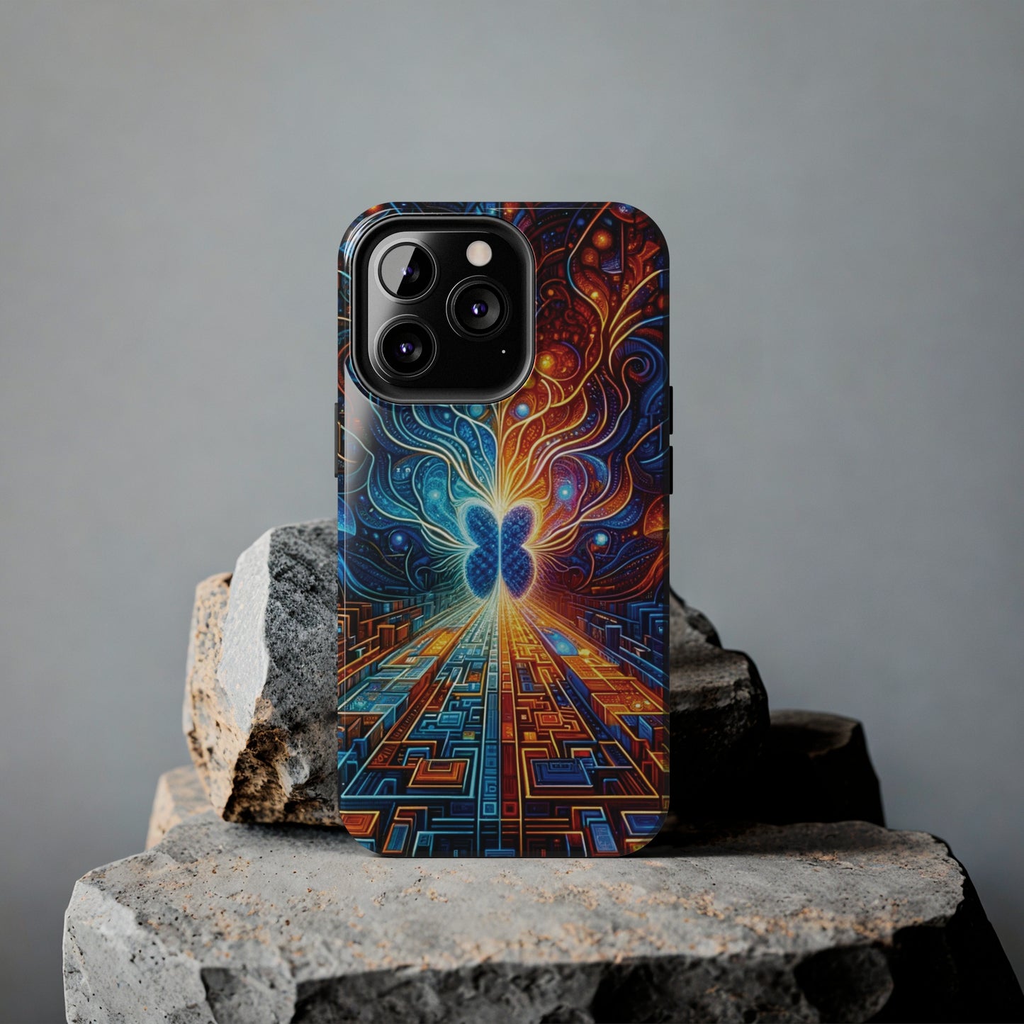 ToughDrop Apple iPhone Case Ft. Cyber Blue Butterfly