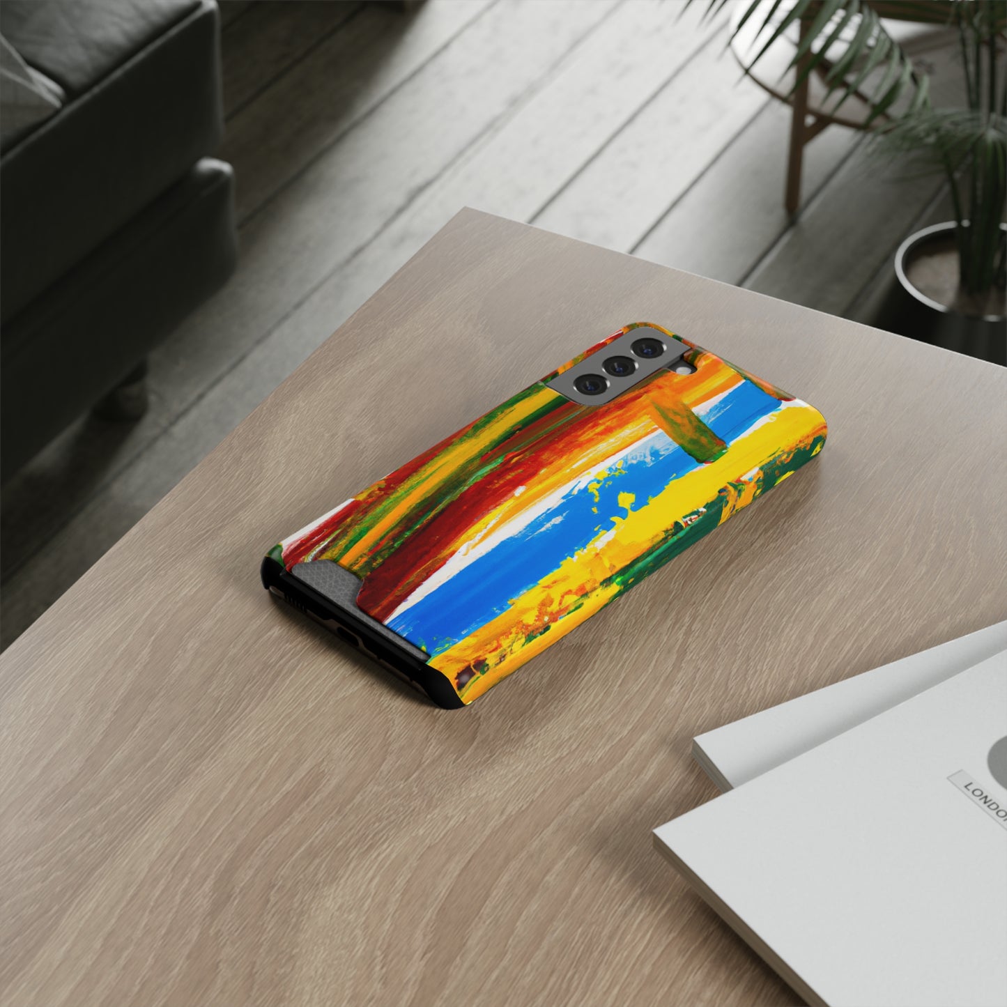 iPhone and Samsung Cases with Card Holder Ft. Abstract Boat