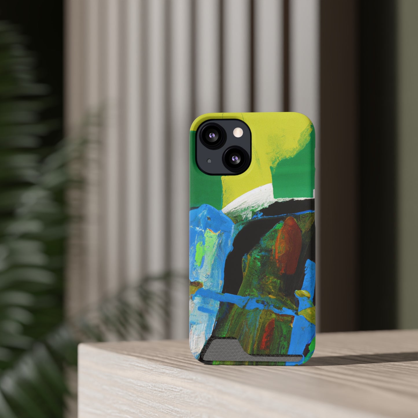 iPhone 13 and Samsung S21, S22 Cases with Card Holder Ft. Abstract River