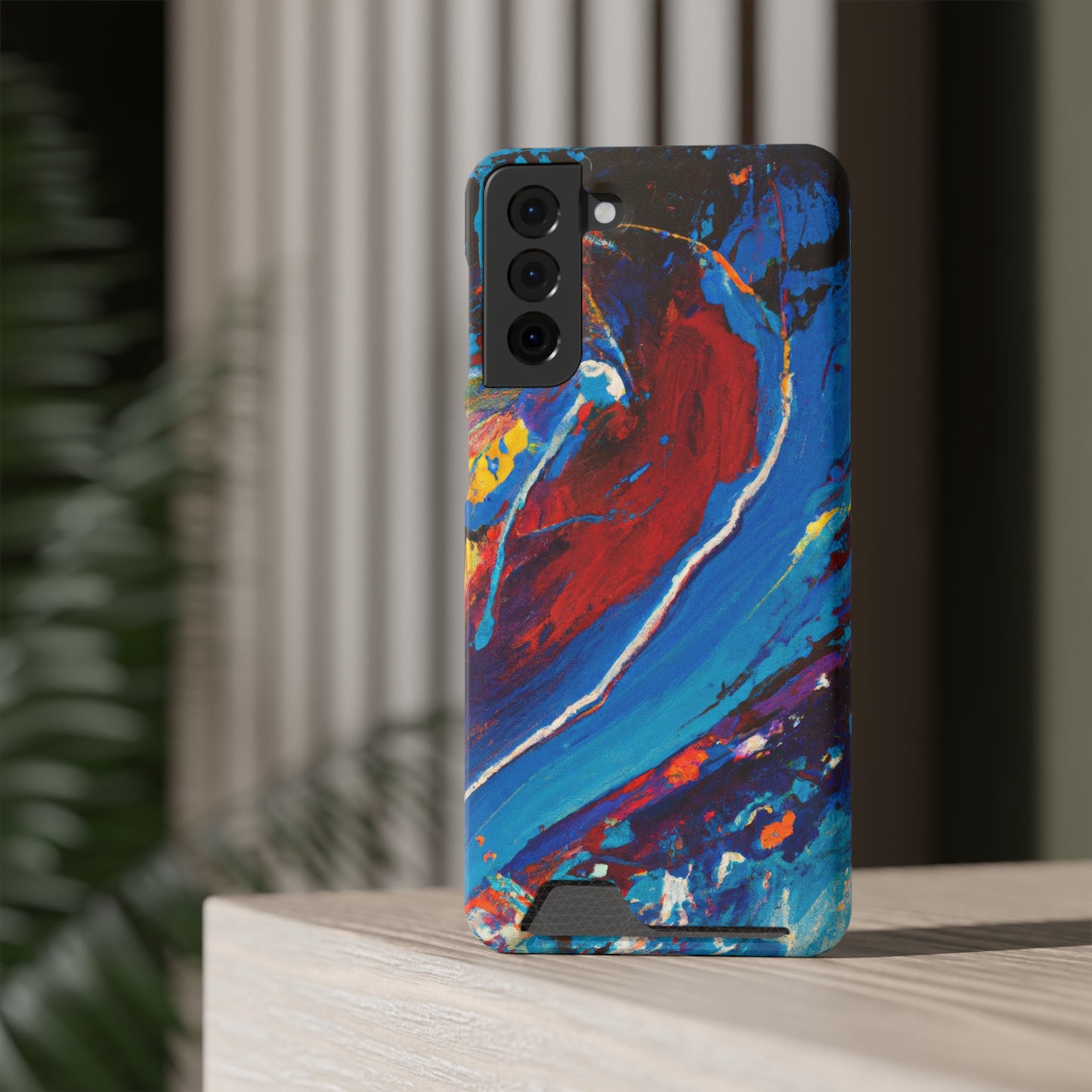 iPhone 13 and Samsung S21, S22 Cases with Card Holder Ft. Abstract Wave