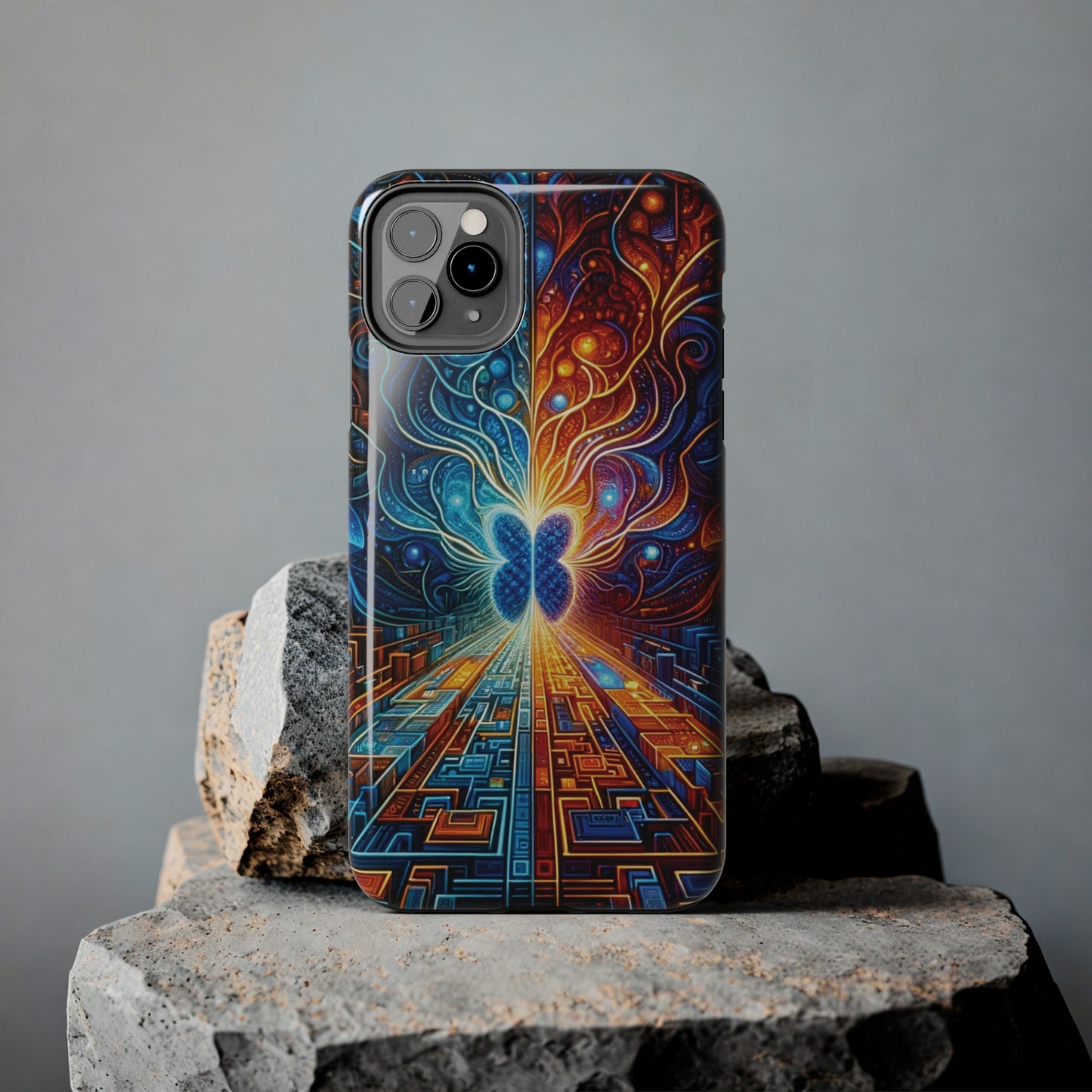 ToughDrop Apple iPhone Case Ft. Cyber Blue Butterfly
