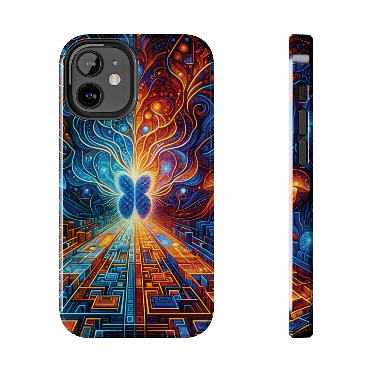 ToughDrop Apple iPhone Case Ft. Cyber Blue Butterfly