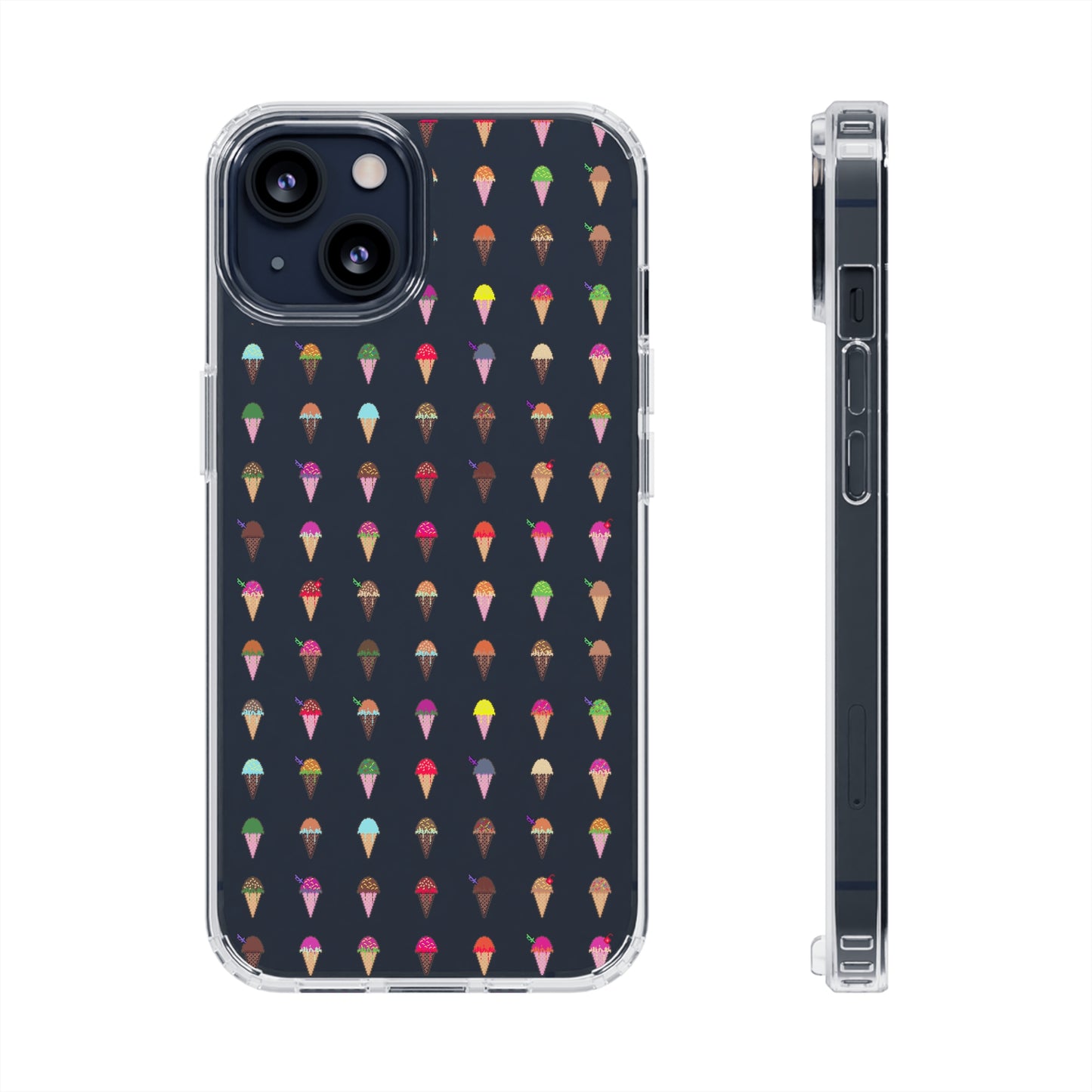 Clear Hard Case for iPhone 1-14 and Samsung S21-S22, Featuring Pixel Cones