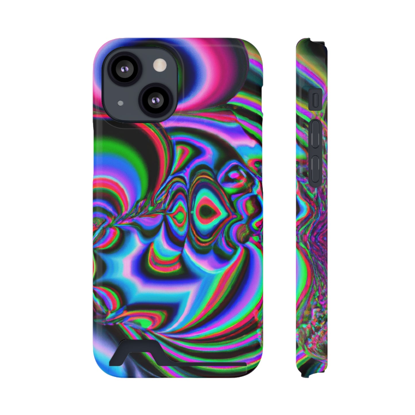 iPhone 13 and Samsung S21, S22 Cases with Card Holder Ft. Abstract Time
