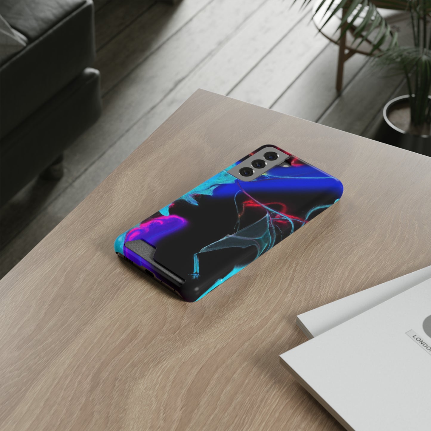 iPhone 13 and Samsung S21, S22 Cases with Card Holder Ft. Abstract Nova