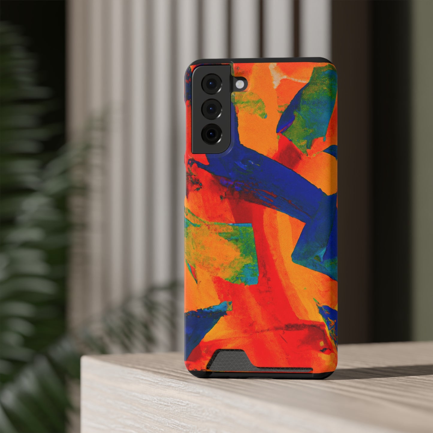 iPhone or Samsung Case with Card Holder Ft. Orange Soda