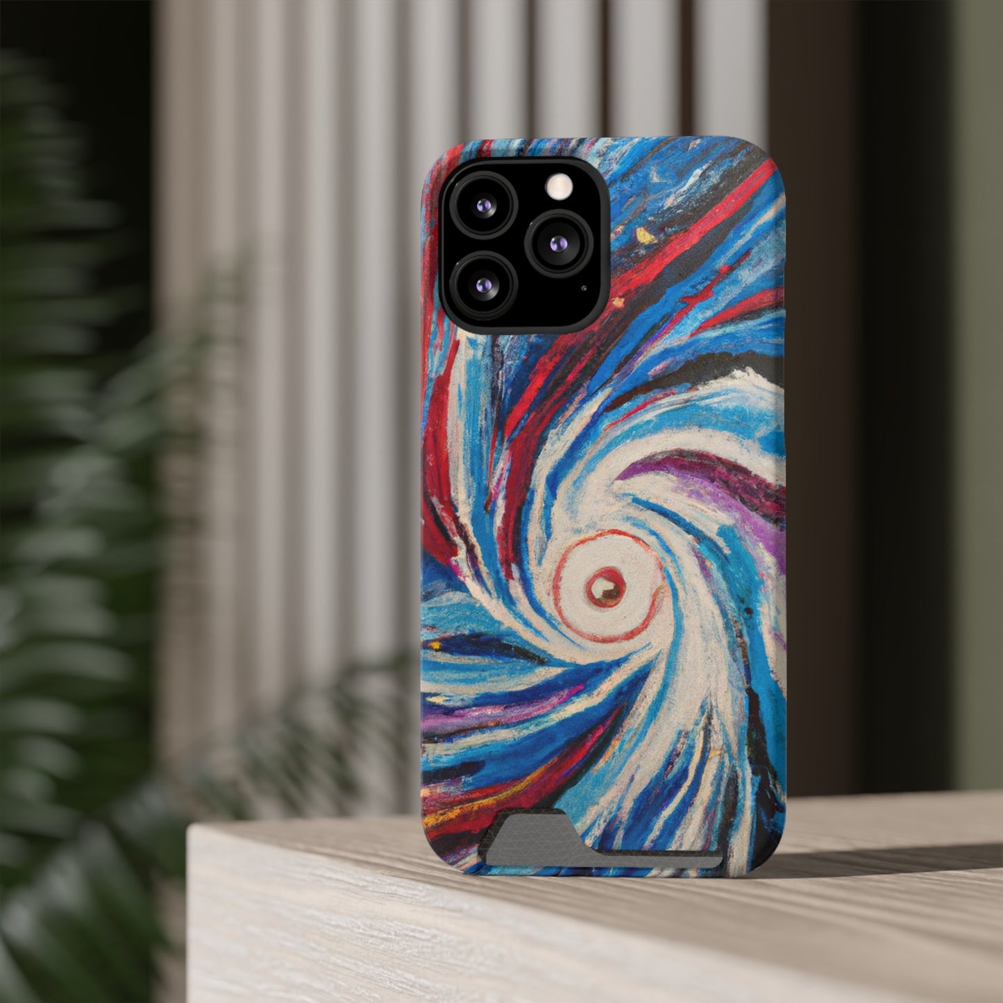 iPhone 13 and Samsung S21, S22 Cases with Card Holder Ft. Abstract Vortex