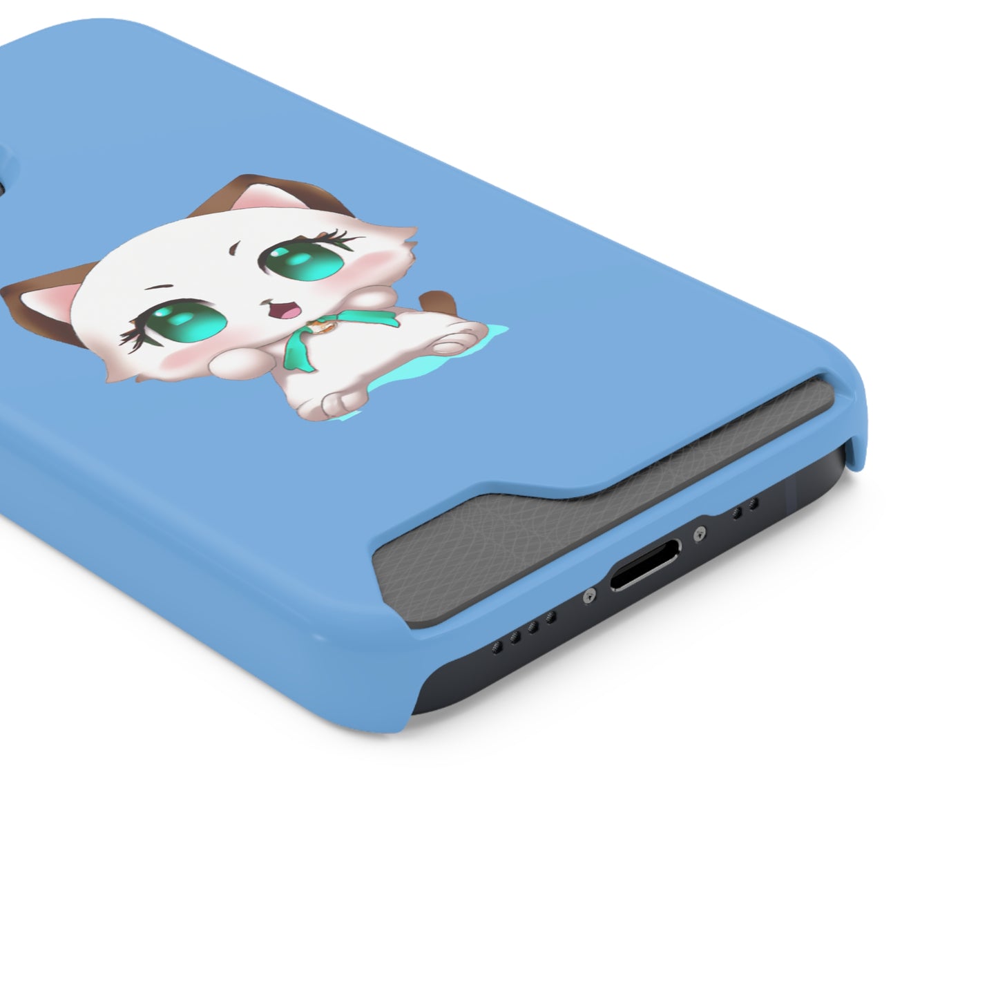 iPhone 13 and Samsung S21, S22 Cases with Card Holder Ft. Cute Kitty