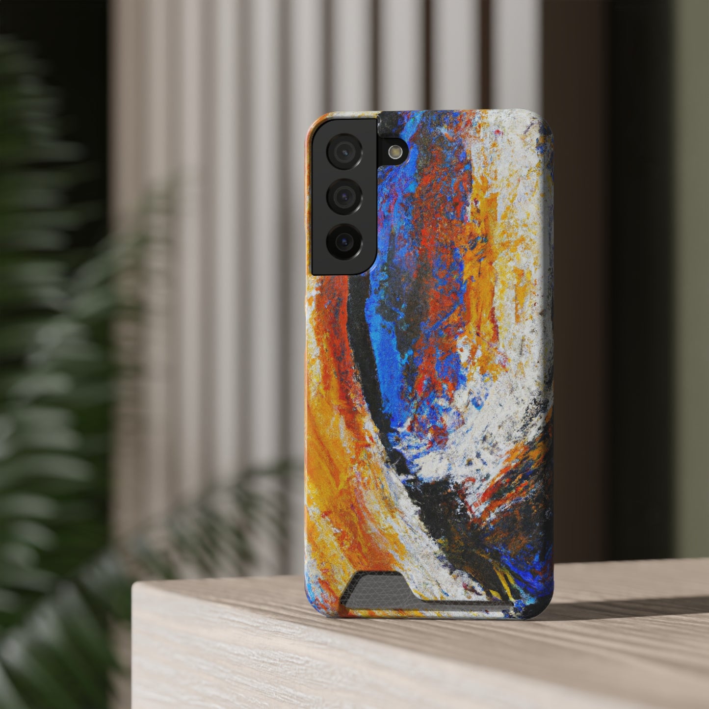 iPhone 13 and Samsung S21, S22 Cases with Card Holder Ft. Abstract Sand Wave
