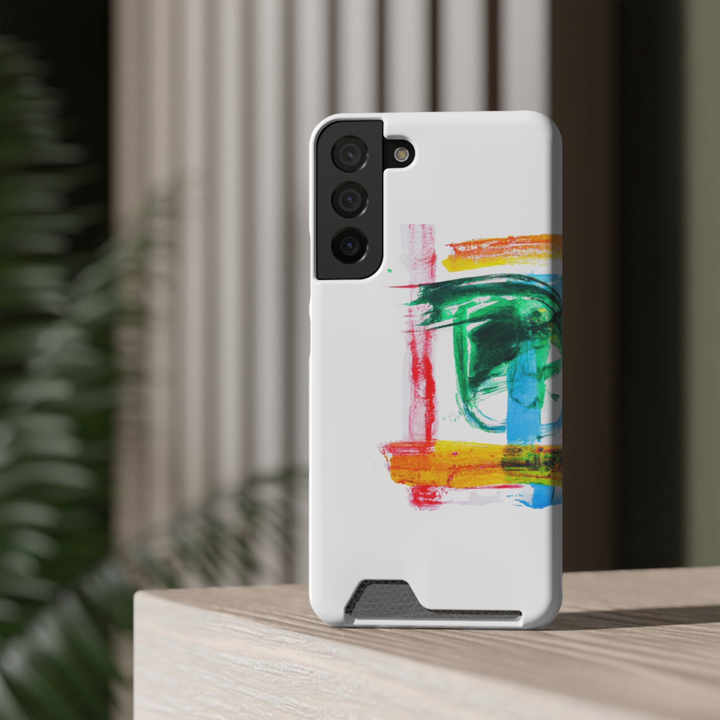 iPhone 13 and Samsung S21, S22 Cases with Card Holder Ft. Abstract Frame