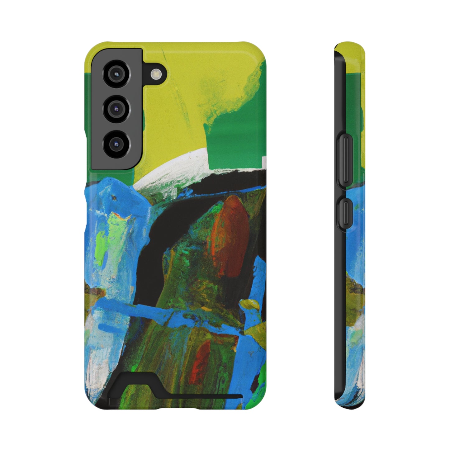 iPhone 13 and Samsung S21, S22 Cases with Card Holder Ft. Abstract River