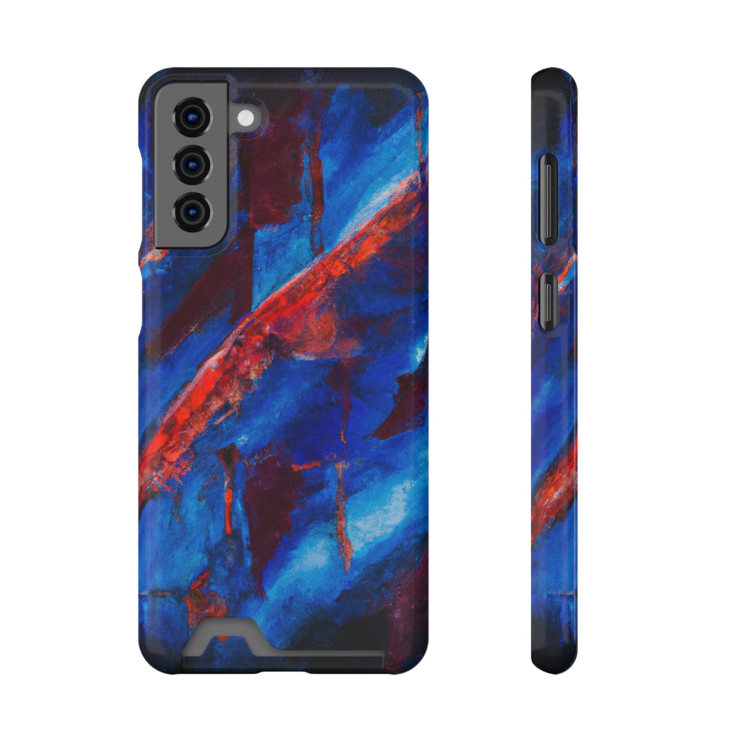 iPhone 13 and Samsung S21, S22 Cases with Card Holder Ft. Red Slash