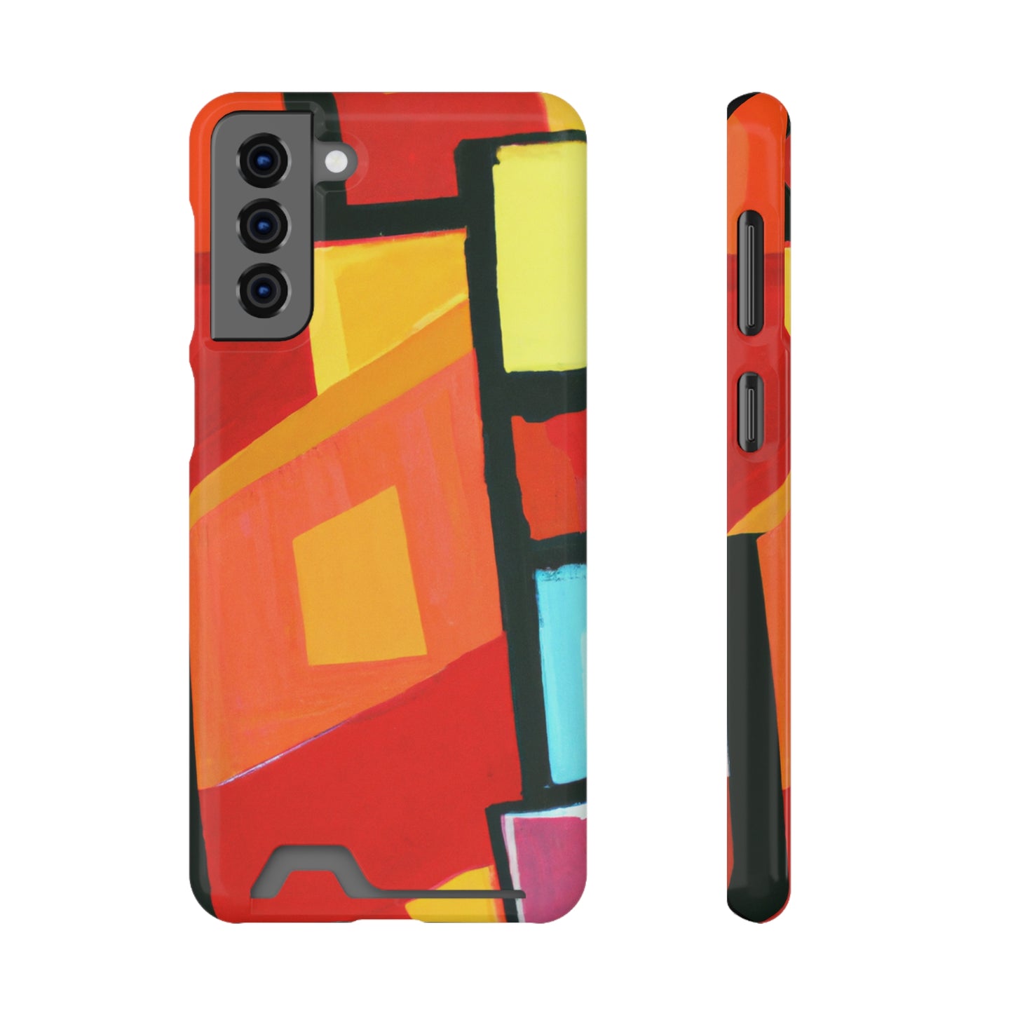 iPhone 13 and Samsung S21, S22 Cases with Card Holder Ft Abstract Panes
