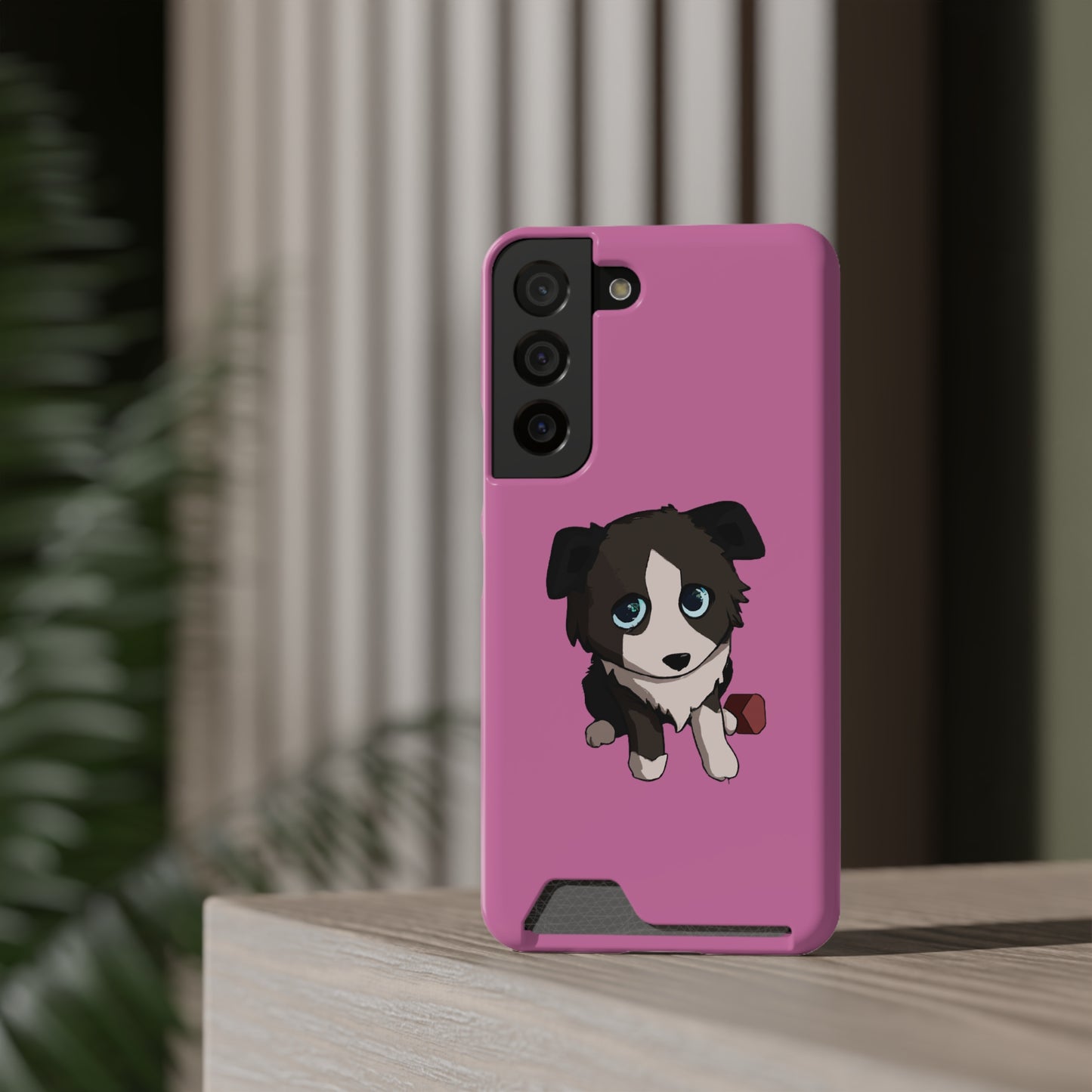 iPhone 13 and Samsung S21, S22 Cases with Card Holder Ft. Cute Pup