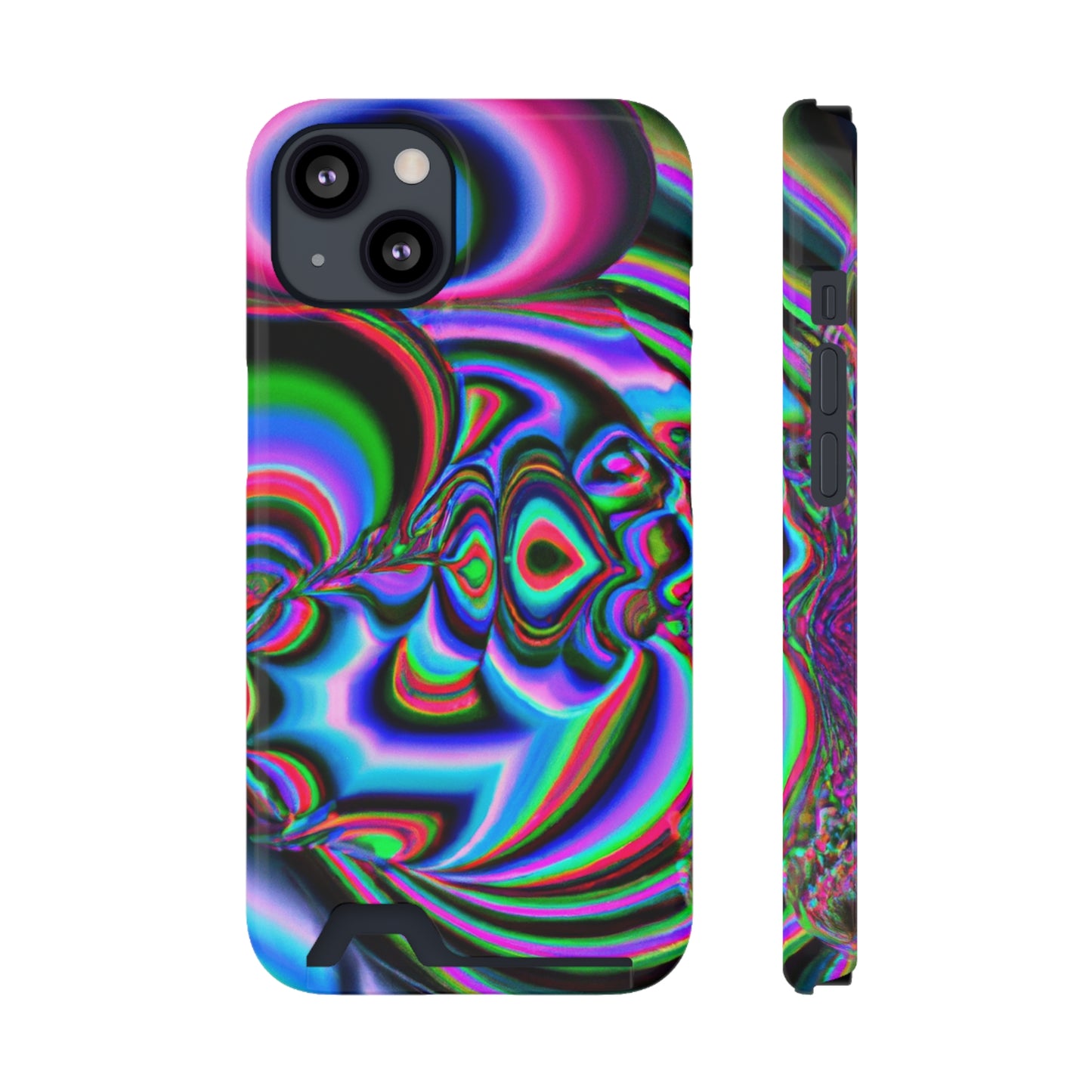 iPhone 13 and Samsung S21, S22 Cases with Card Holder Ft. Abstract Time