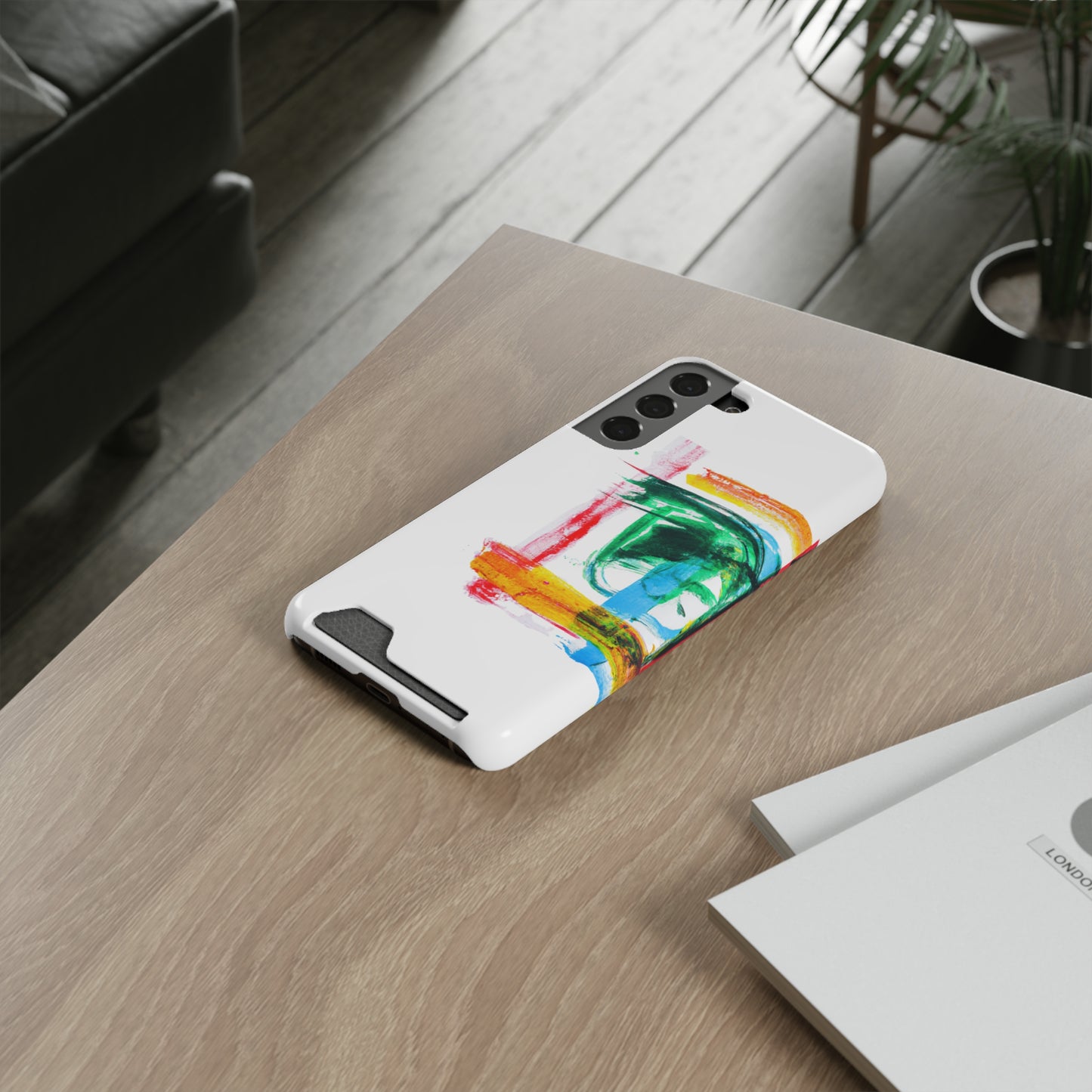 iPhone 13 and Samsung S21, S22 Cases with Card Holder Ft. Abstract Frame
