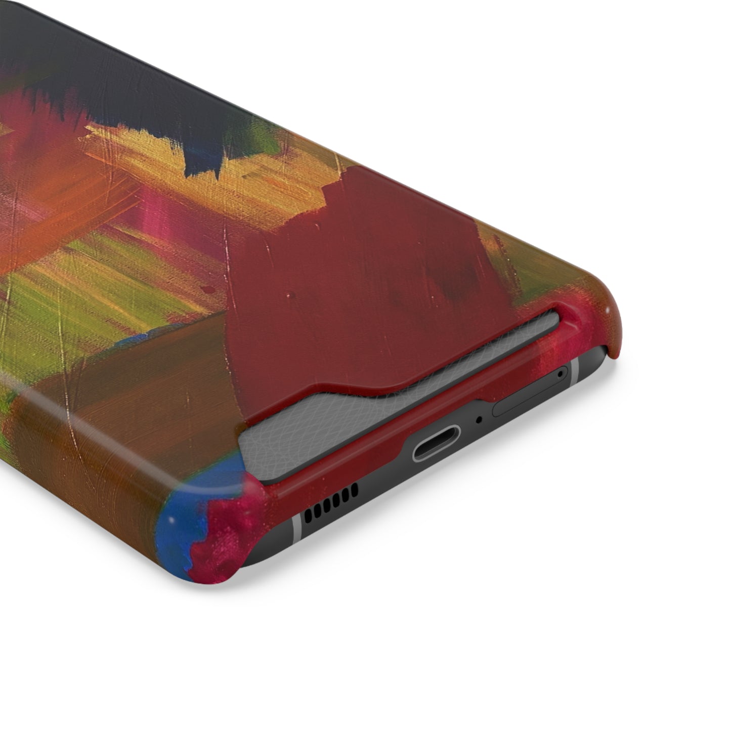 iPhone 13 and Samsung S21, S22 Cases with Card Holder Ft. Abstract Red