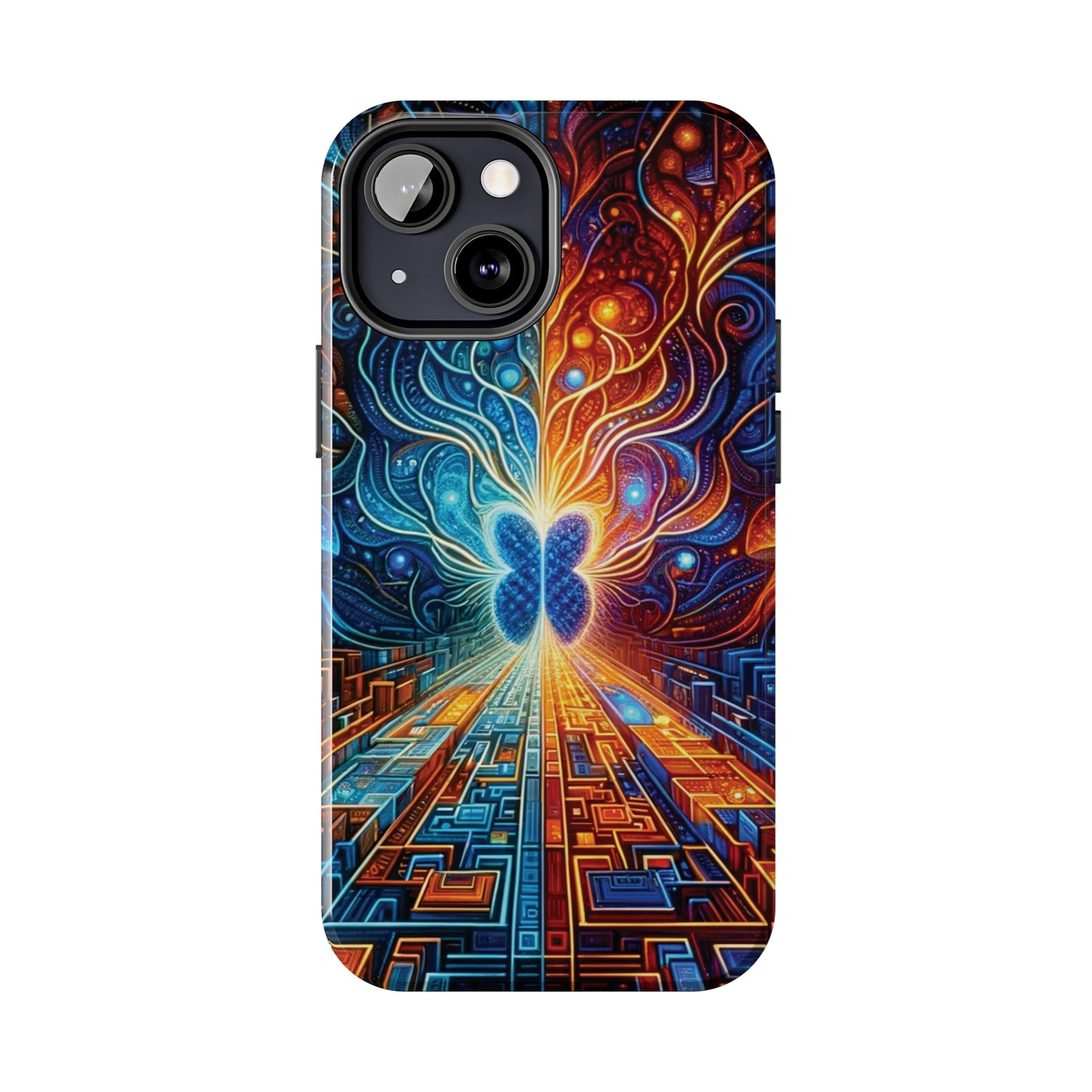 ToughDrop Apple iPhone Case Ft. Cyber Blue Butterfly