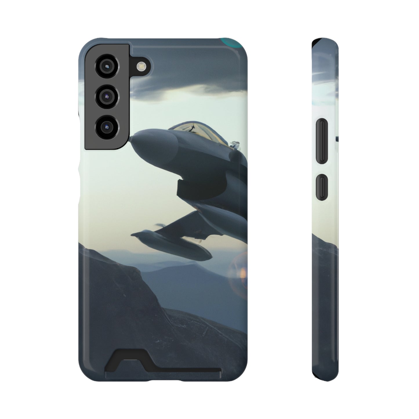 iPhone 13 and Samsung S21, S22 Cases with Card Holder Ft. Fighter Jet