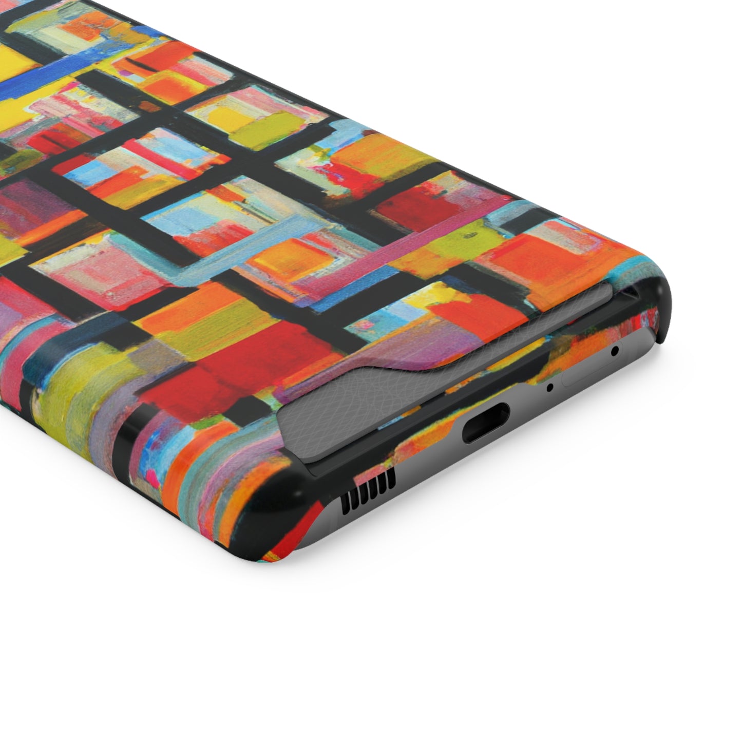 iPhone 13 and Samsung S21, S22 Cases with Card Holder Ft Abstract Bricks