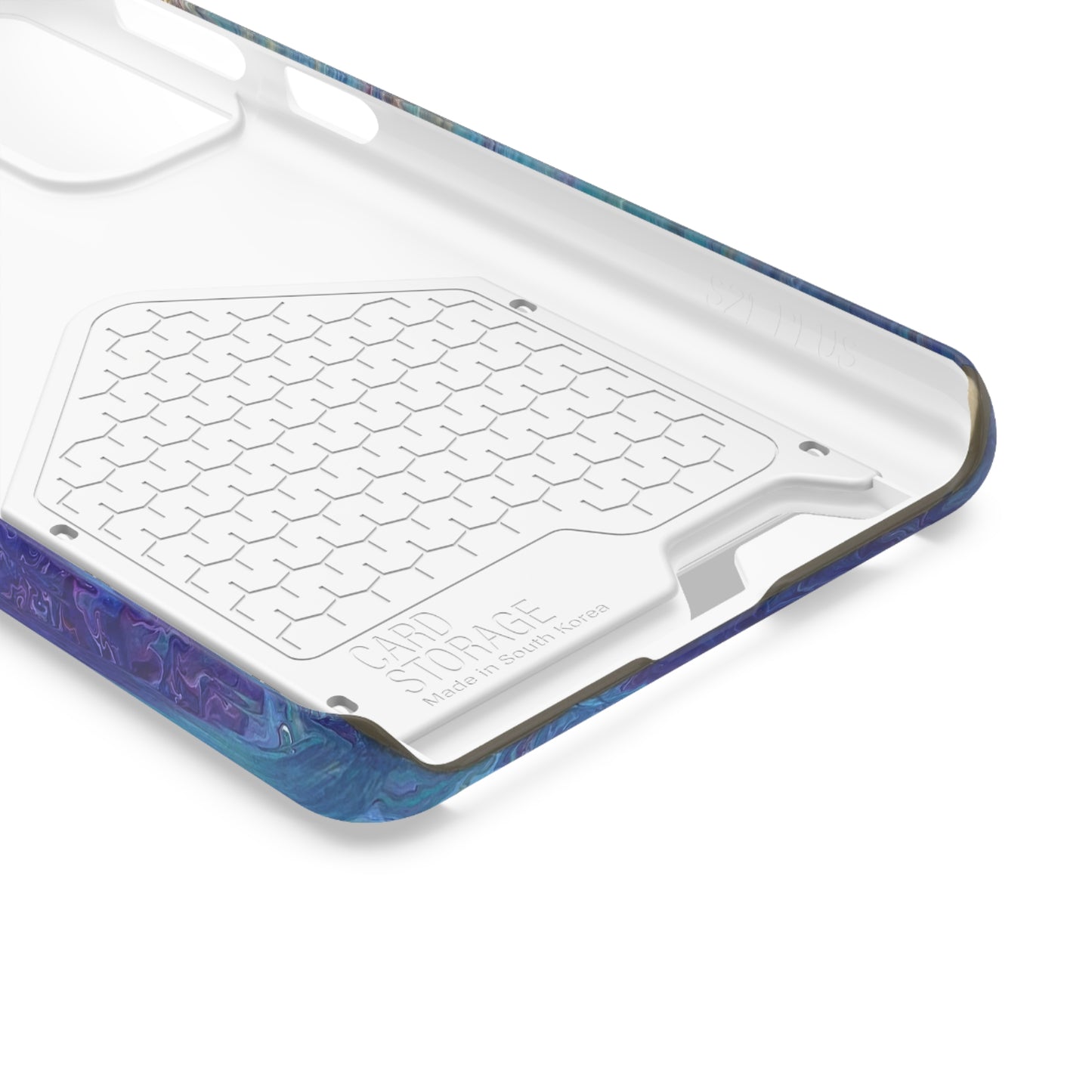 iPhone 13 and Samsung S21, S22 Cases with Card Holder Ft. Abstract Blue Waterfall