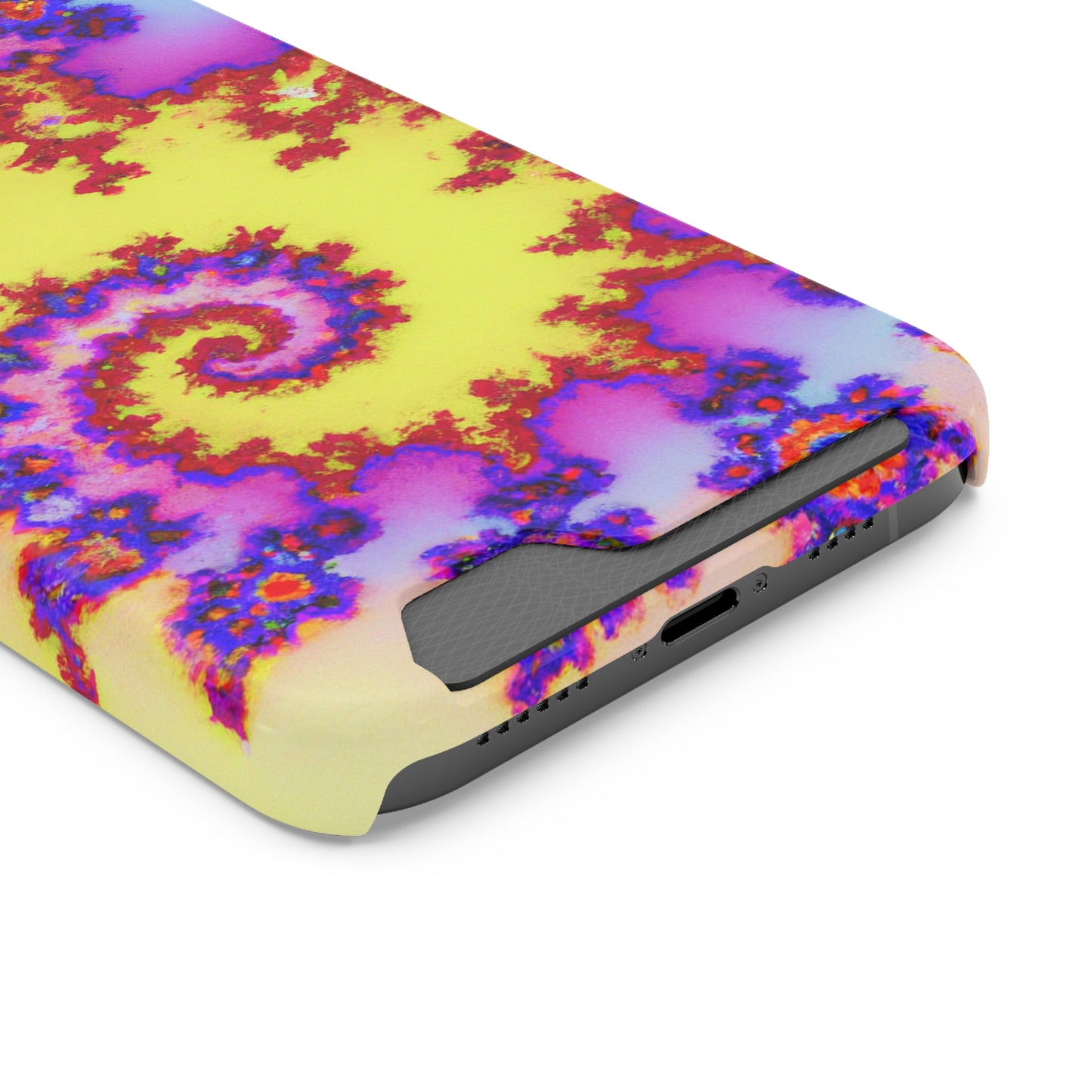 iPhone 13 and Samsung S21, S22 Cases with Card Holder Ft. Tie Dye Fractal