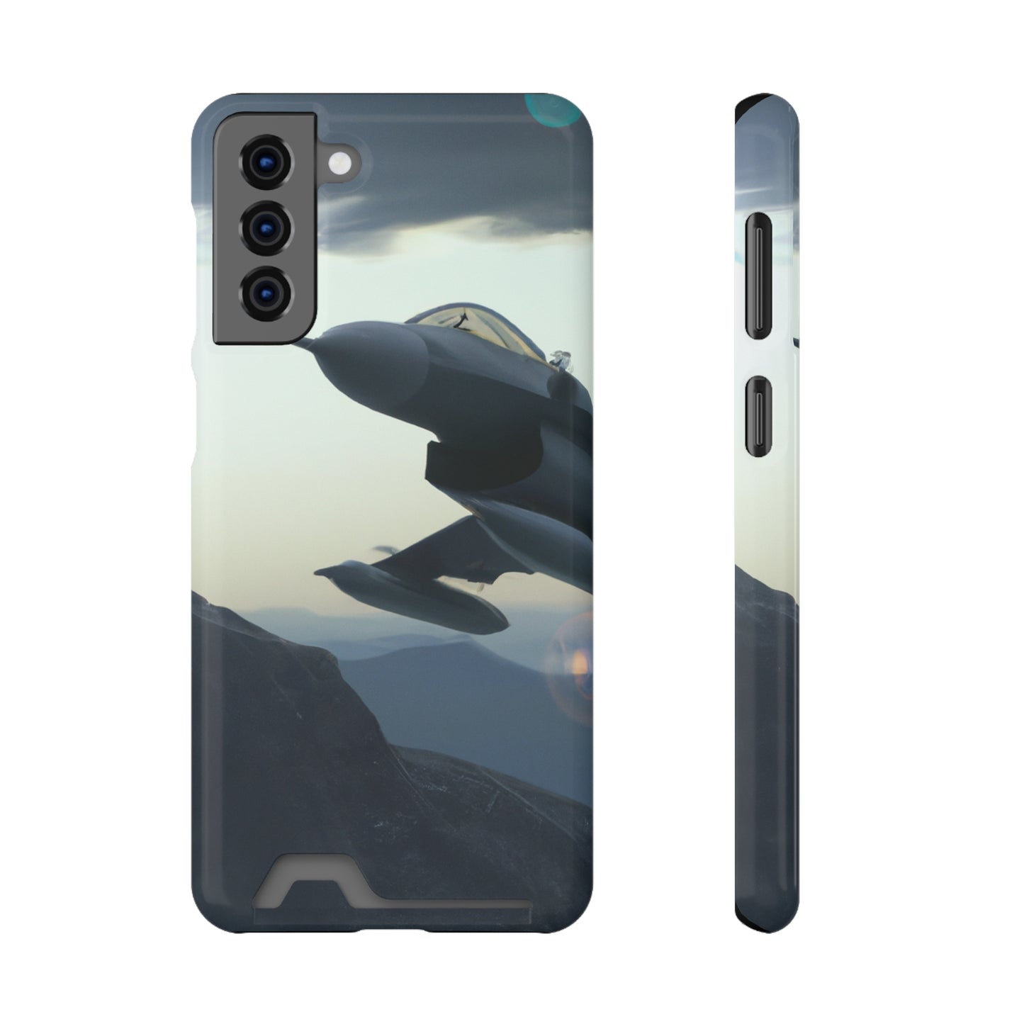iPhone 13 and Samsung S21, S22 Cases with Card Holder Ft. Fighter Jet