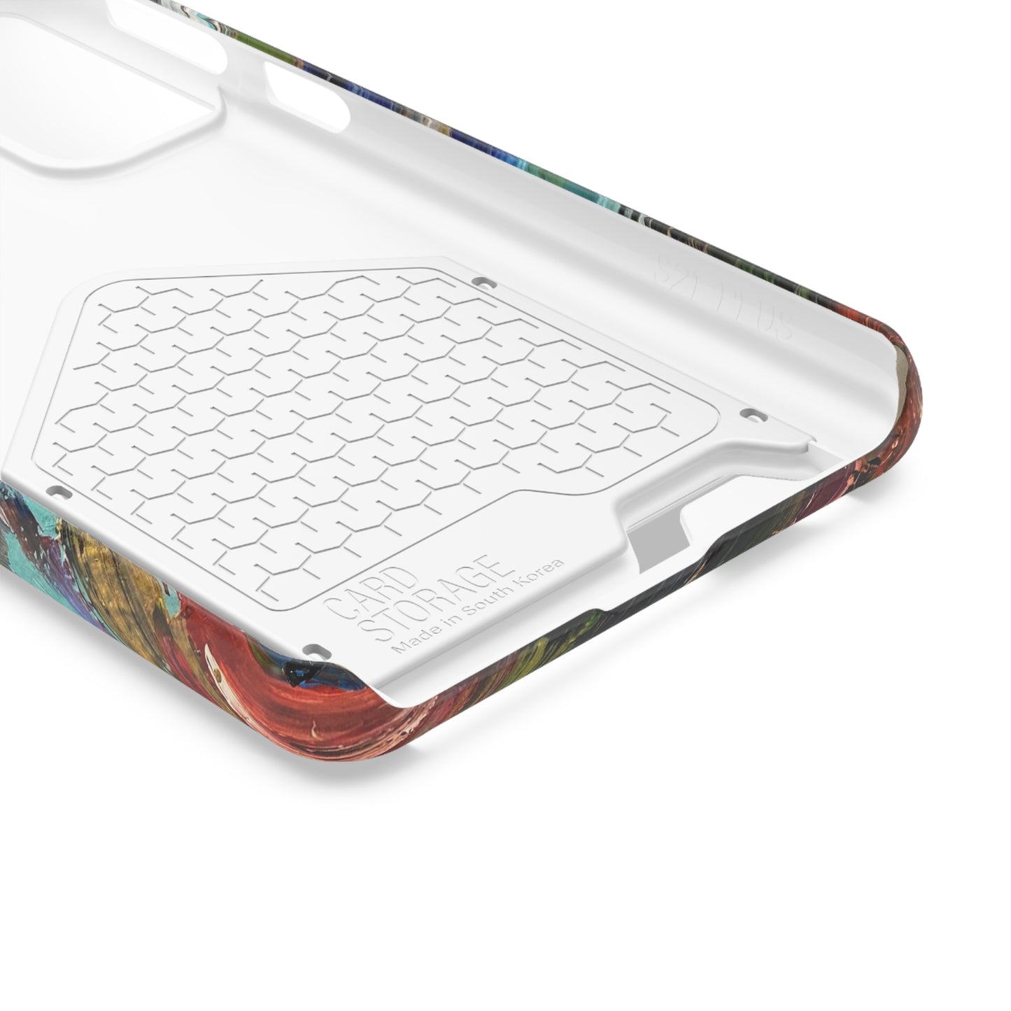 iPhone 13 and Samsung S21, S22 Cases with Card Holder Ft. Abstract Acrylic Feathers